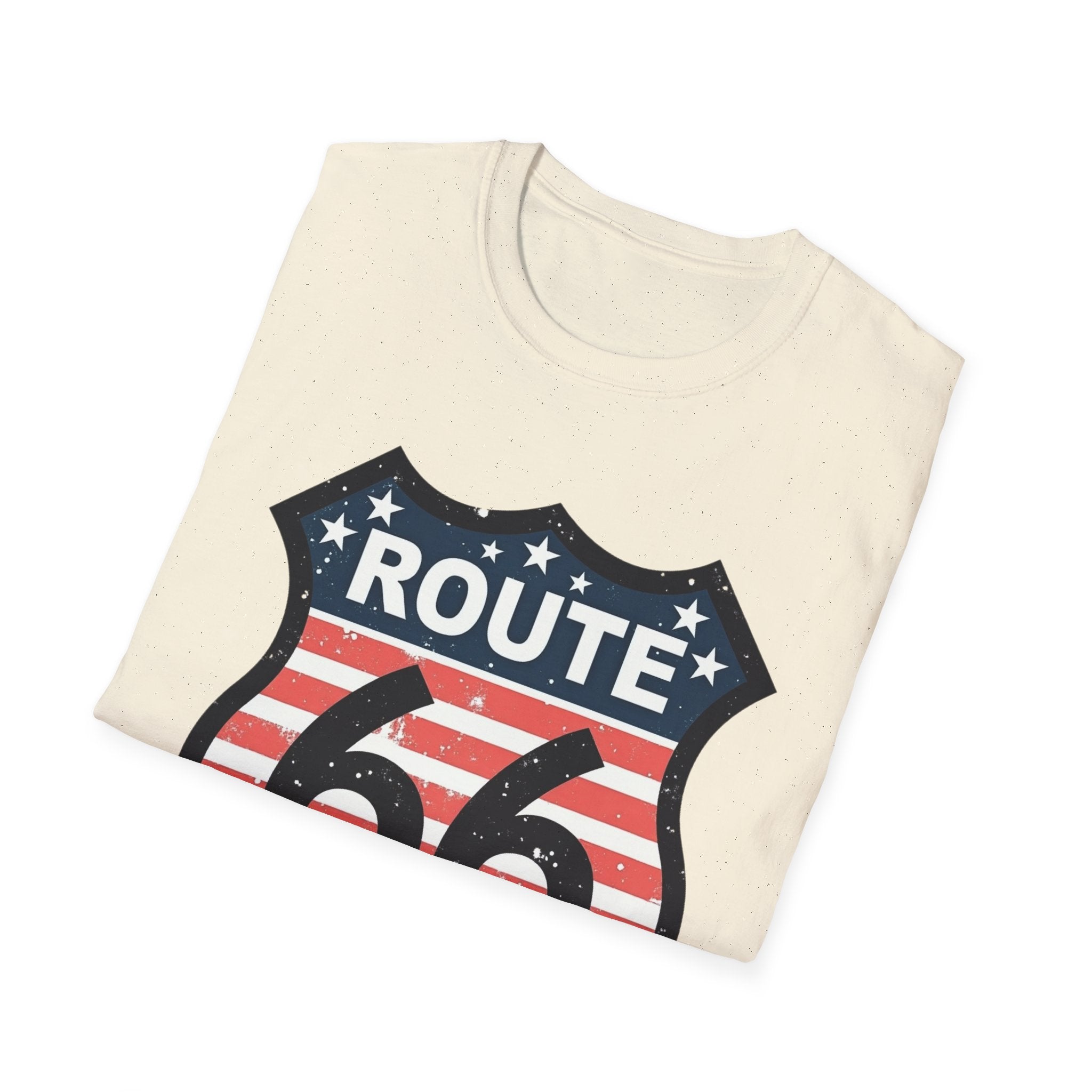 Route 66 Shield T-Shirt | American Flag Vintage Road Sign