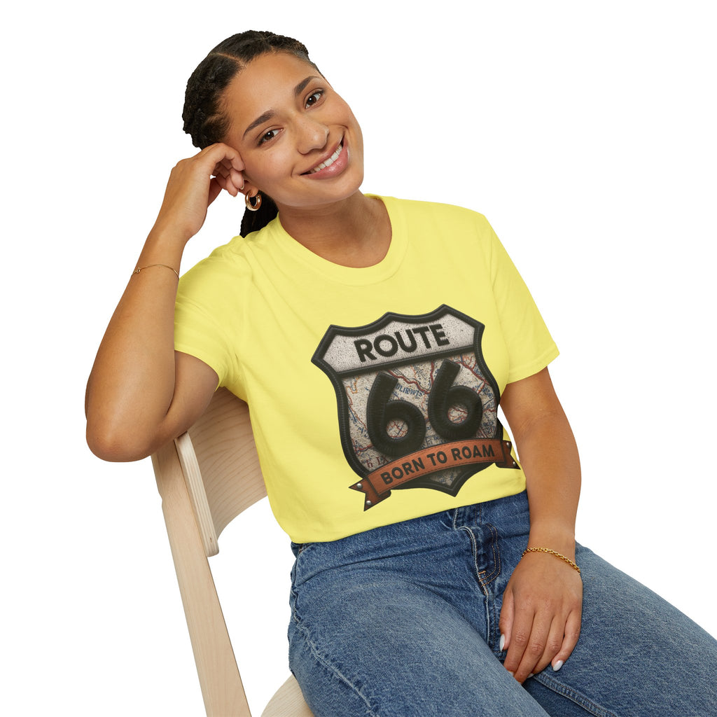Route 66 Born to Roam T-Shirt | Vintage Highway Shield Tee