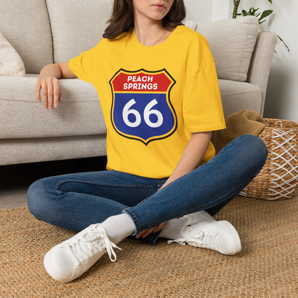 Peach Springs 66 Shield T-Shirt | Route 66 Road Sign Shirt