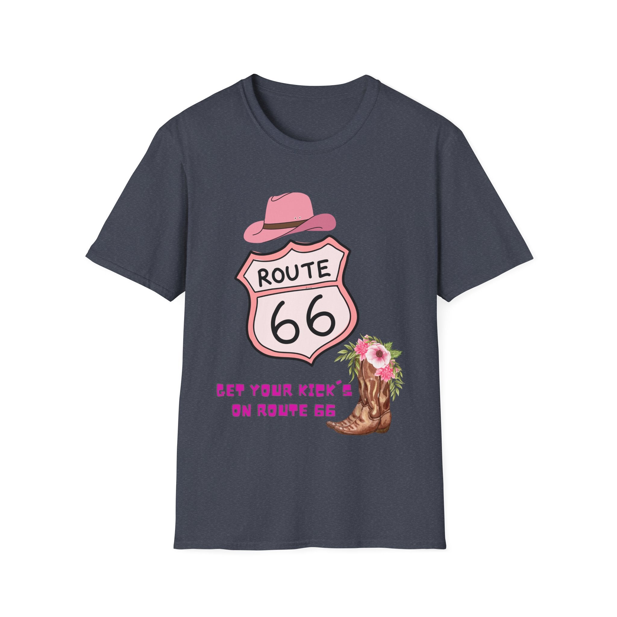 Route 66 Softstyle T-Shirt, Get Your Kick's On, Men Women, Unisex Tee Gift, Travel Highway Shirt