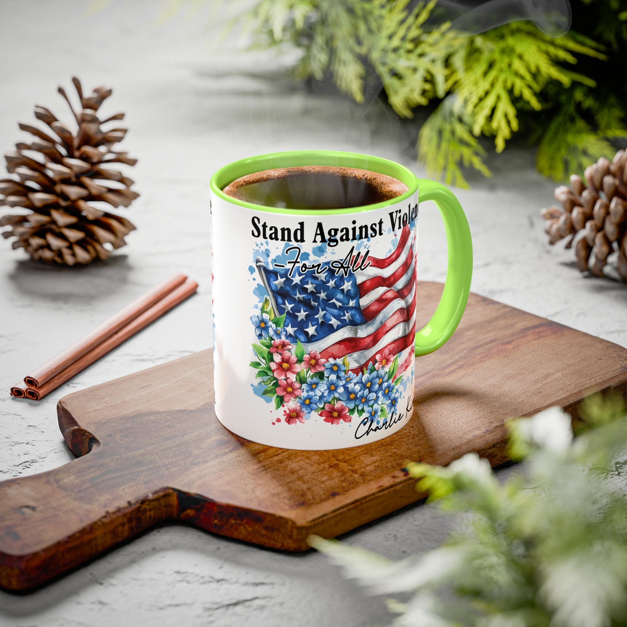 Charlie Kirk Patriotic Coffee Mugs for Inspiration, Stand Against Violence, Colorful Mugs, Gift for Activists, Tea Lovers, 4th of July