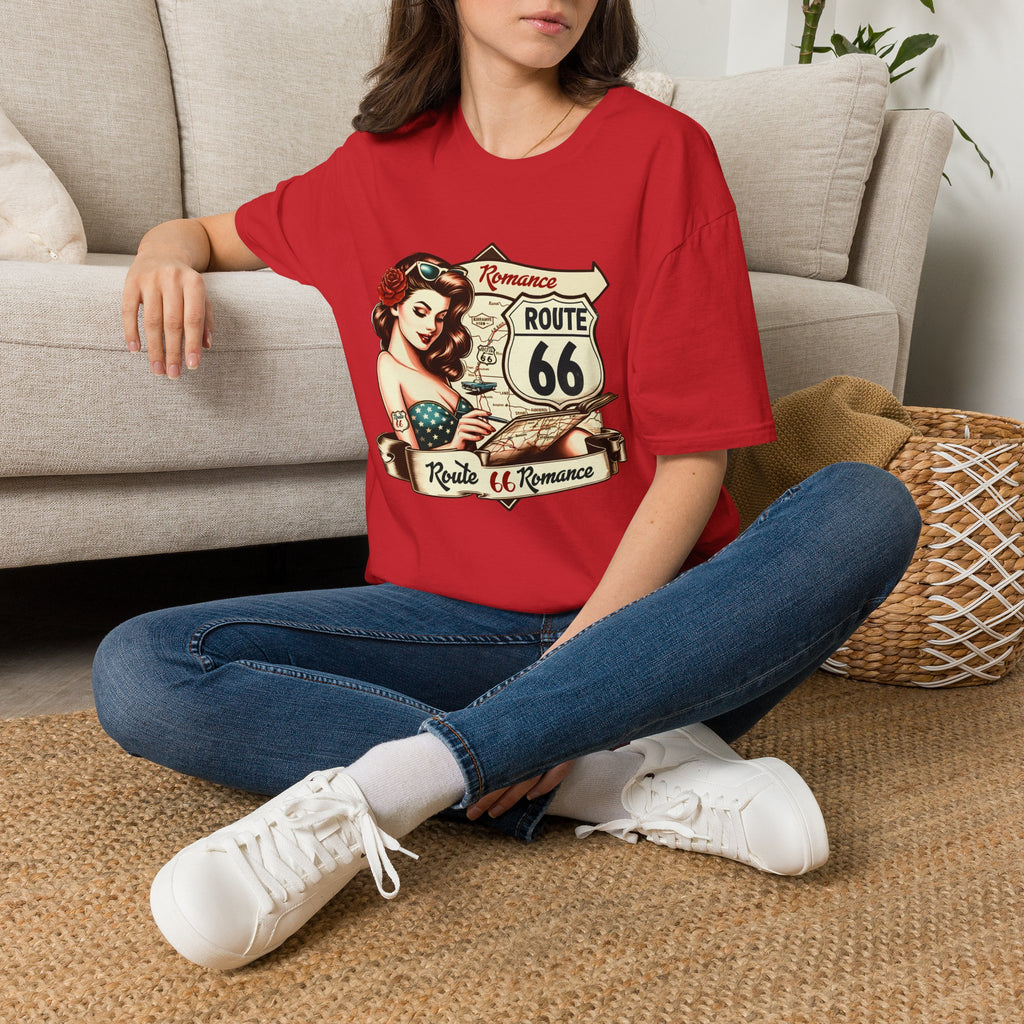 Pinup Girl Route 66 T-Shirt | Vintage Roadtrip Retro Sign
