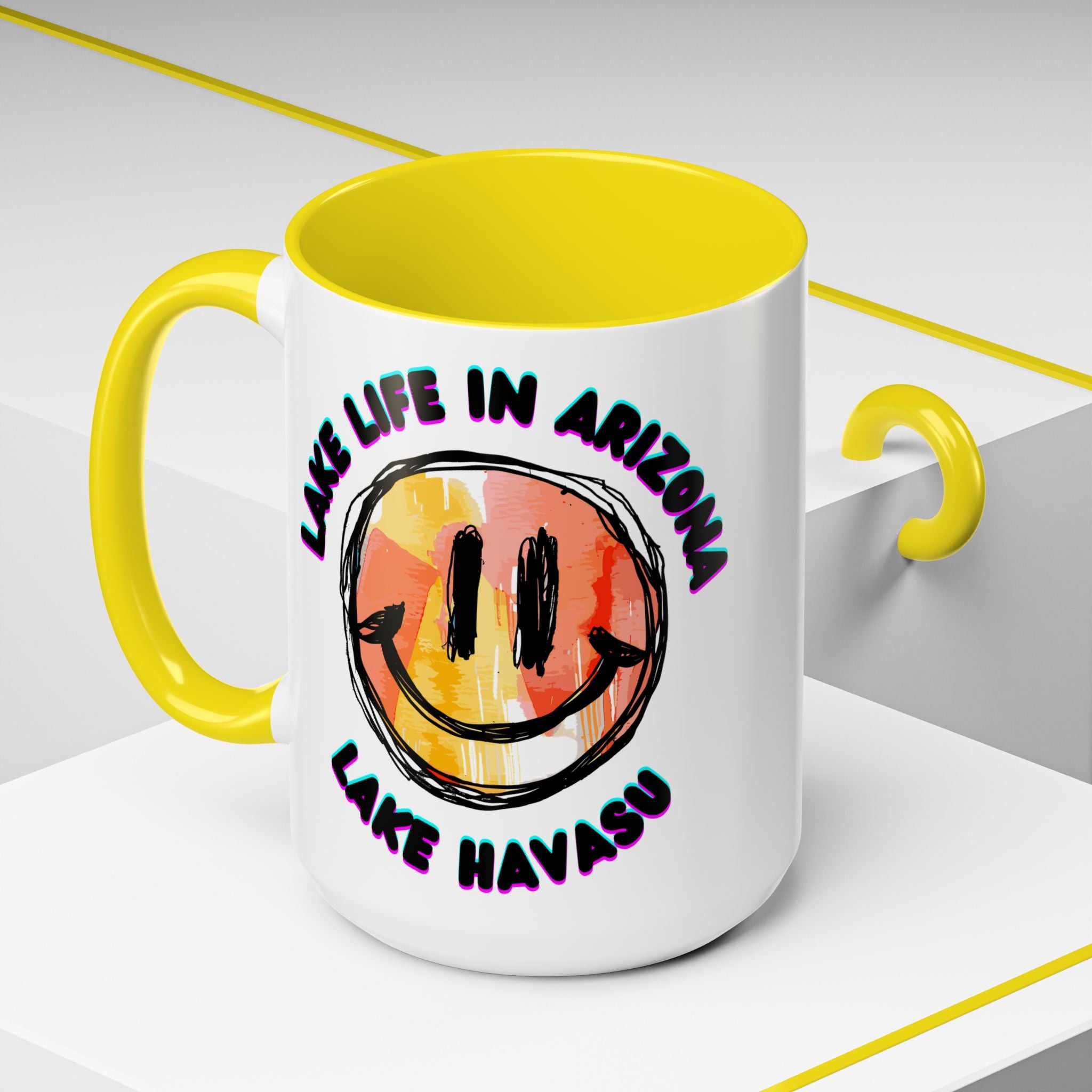 Lake Life in Arizona Smiley Mug | Lake Havasu Accent Coffee Mug