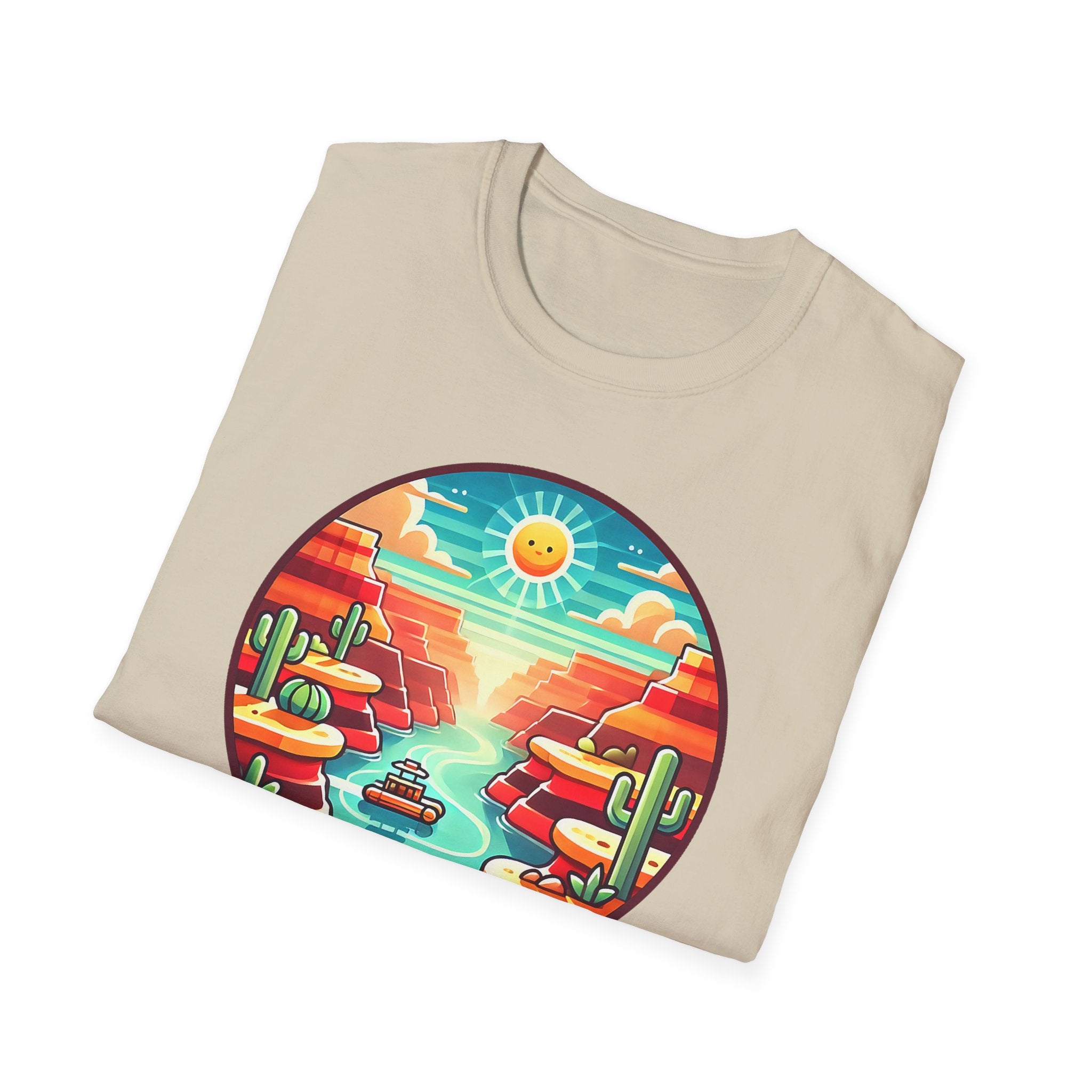 Grand Canyon National Park Retro Sunset T-Shirt | Canyon River Illustration