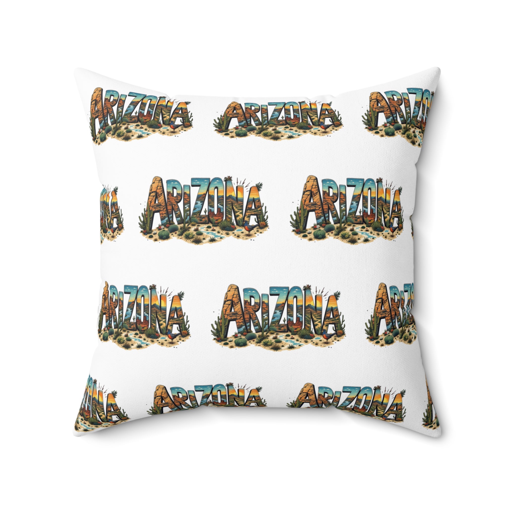 Arizona AZ - Artistic Spun Polyester Square Pillow - Cozy Home Decor, Decorative Throw, Unique Gift, Art-Inspired Decor, Colorful Cushion