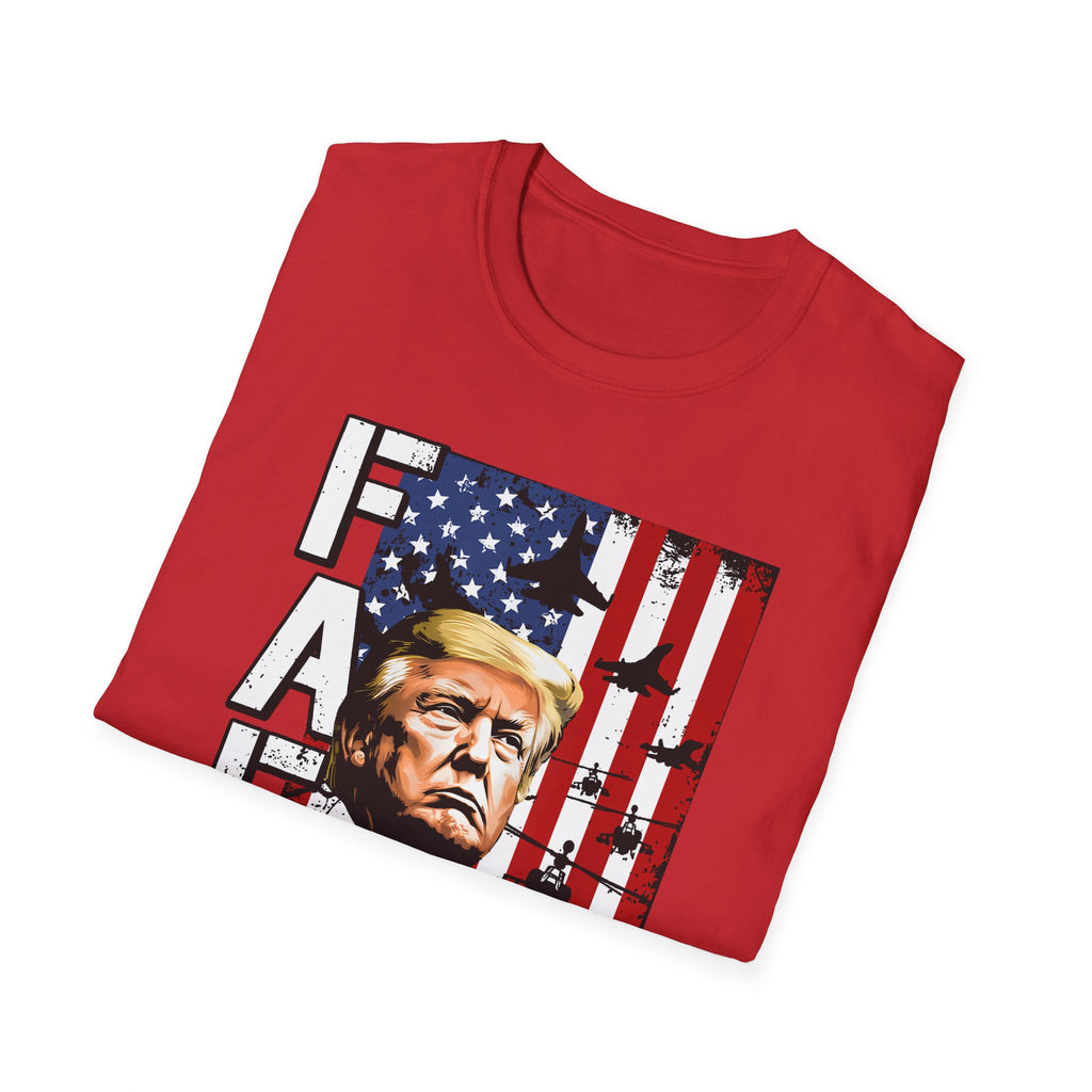 FAFO Patriotic Political Portrait T-Shirt | Flag Background, Bold Lettering