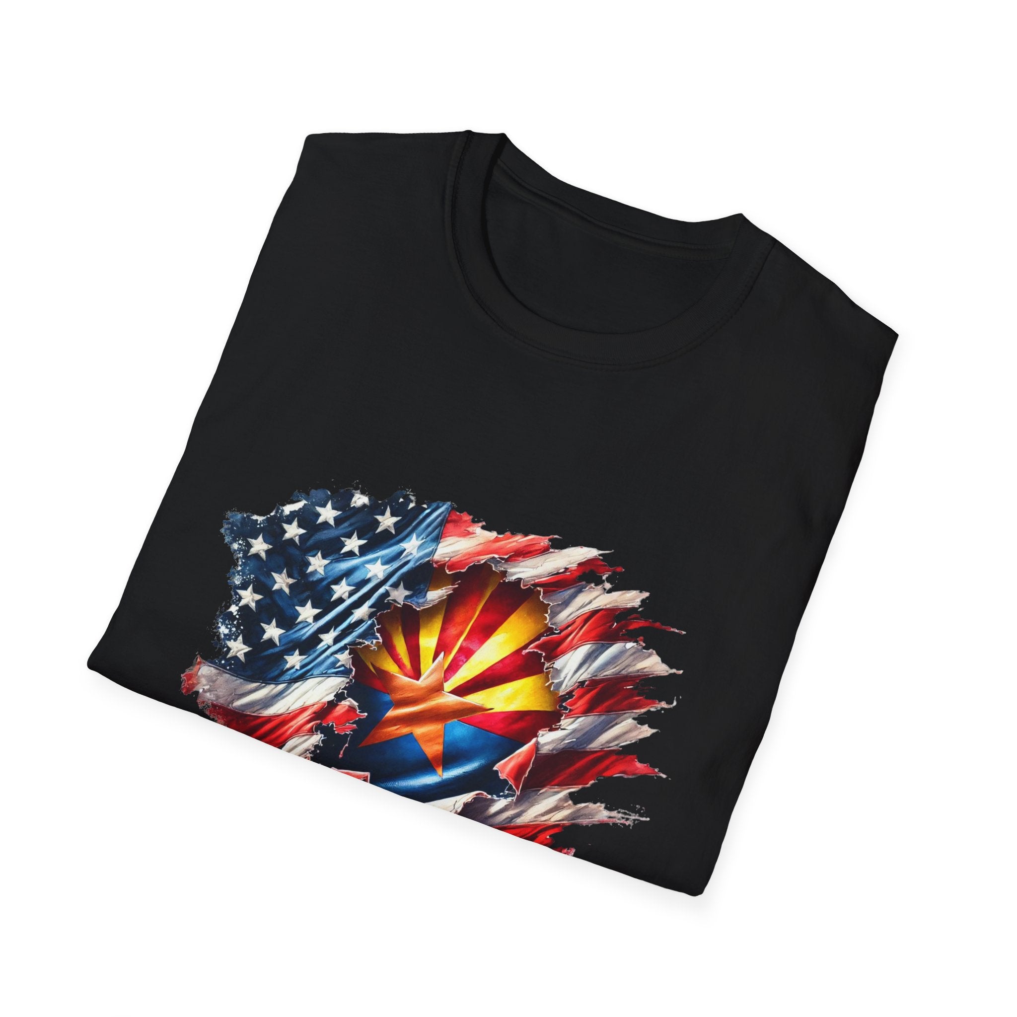 Arizona Flag Ripped Effect T-Shirt | USA Stars Stripes State Emblem