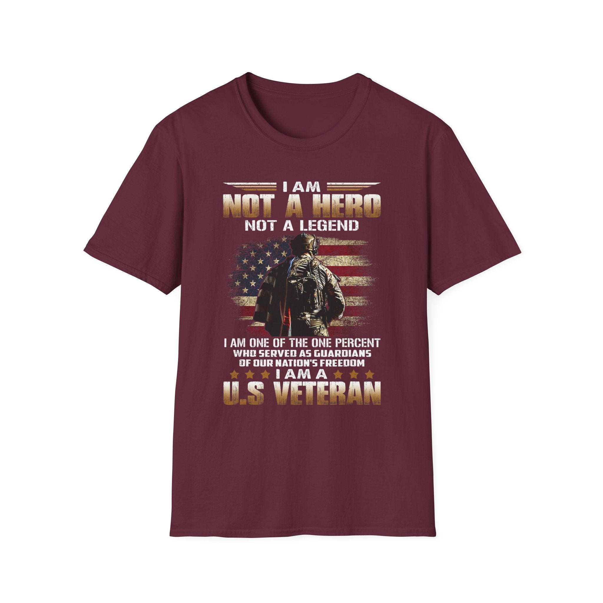 I Am Not a Hero I Am a U.S. Veteran T-Shirt | American Flag Soldier Tee