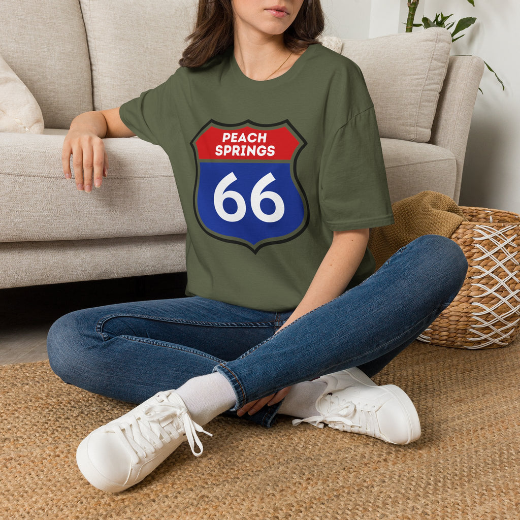Peach Springs 66 Shield T-Shirt | Route 66 Road Sign Shirt