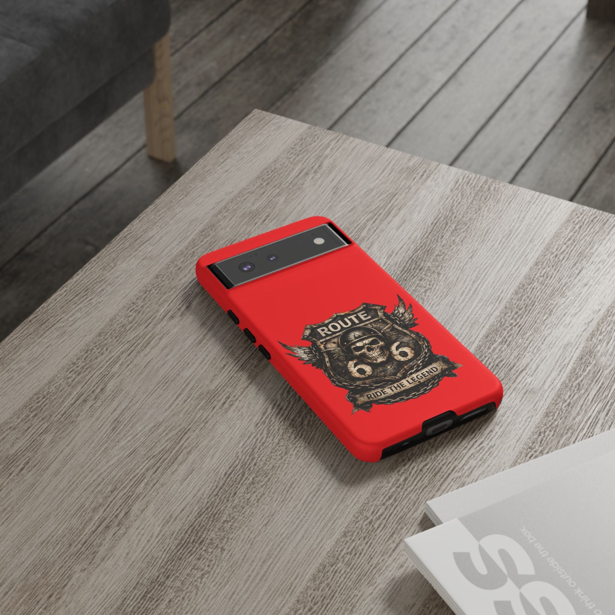 Route 66 Skull Helmet phone case | Motorcycle emblem, Ride the Legend