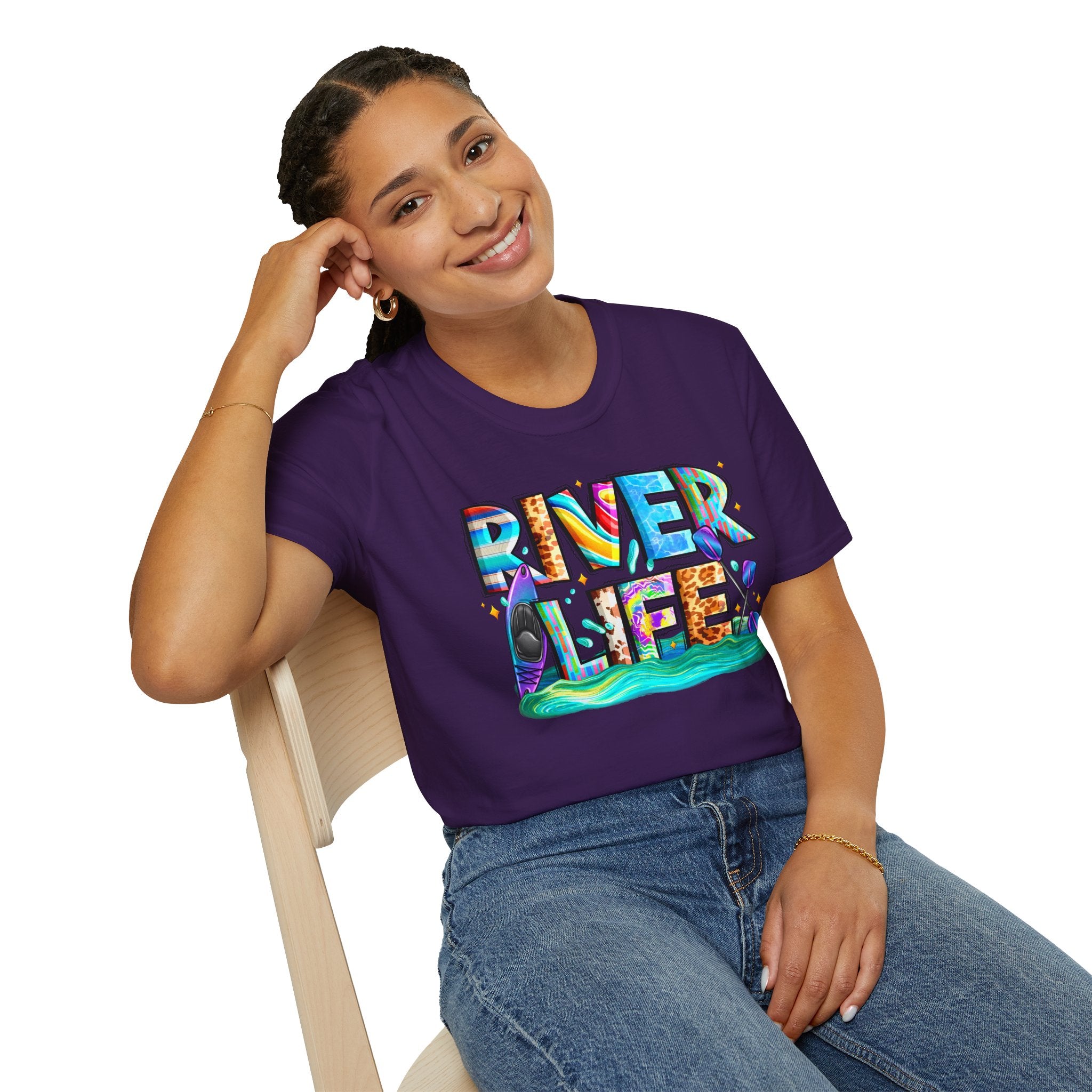 River Life T-Shirt | Colorful Fishing Scenic Graphic