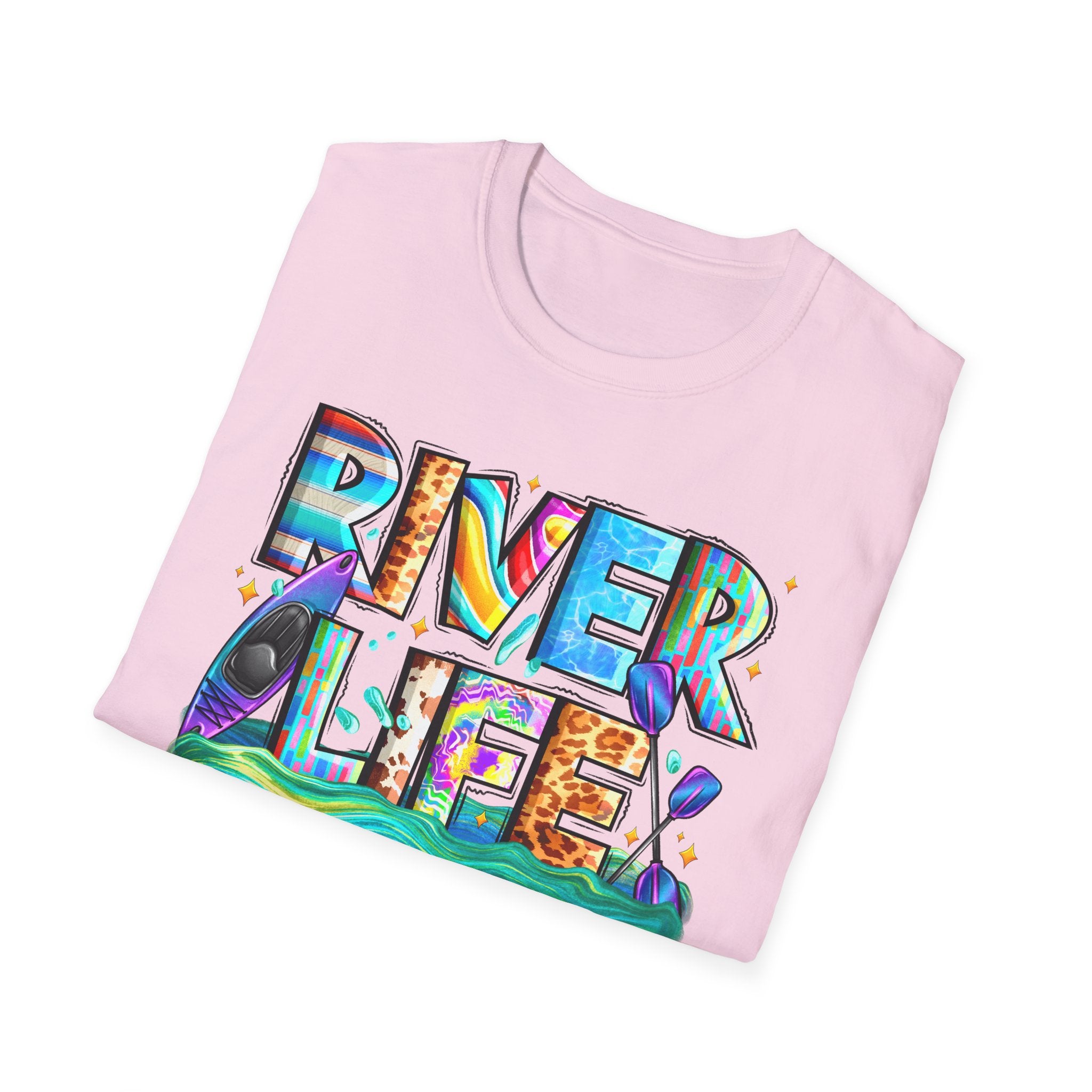 River Life T-Shirt | Colorful Fishing Scenic Graphic