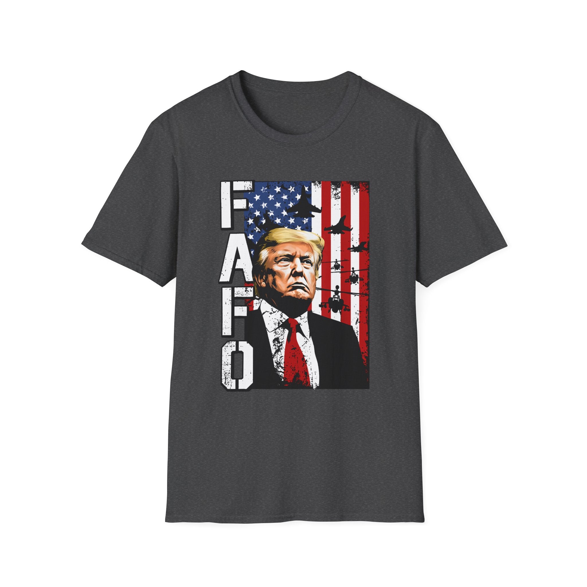 FAFO Patriotic Political Portrait T-Shirt | Flag Background, Bold Lettering