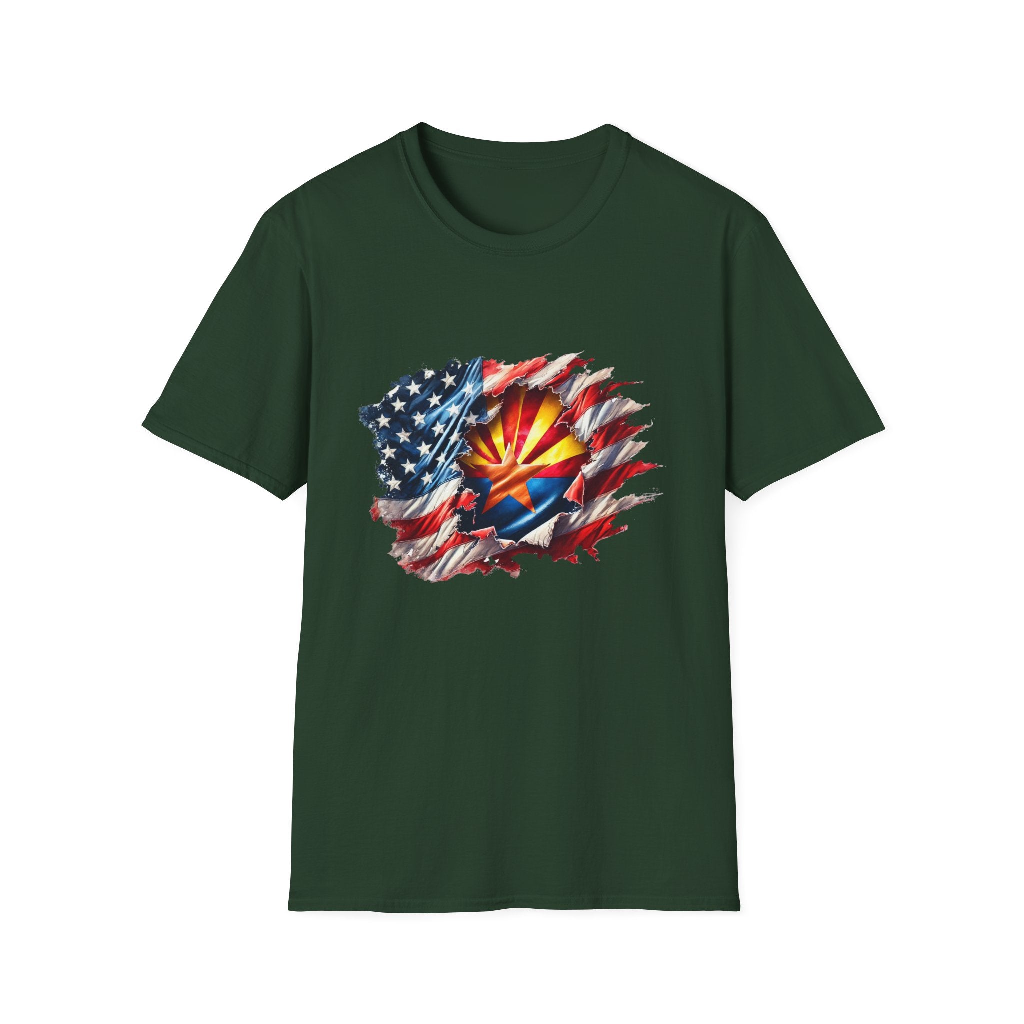 Arizona Flag Ripped Effect T-Shirt | USA Stars Stripes State Emblem