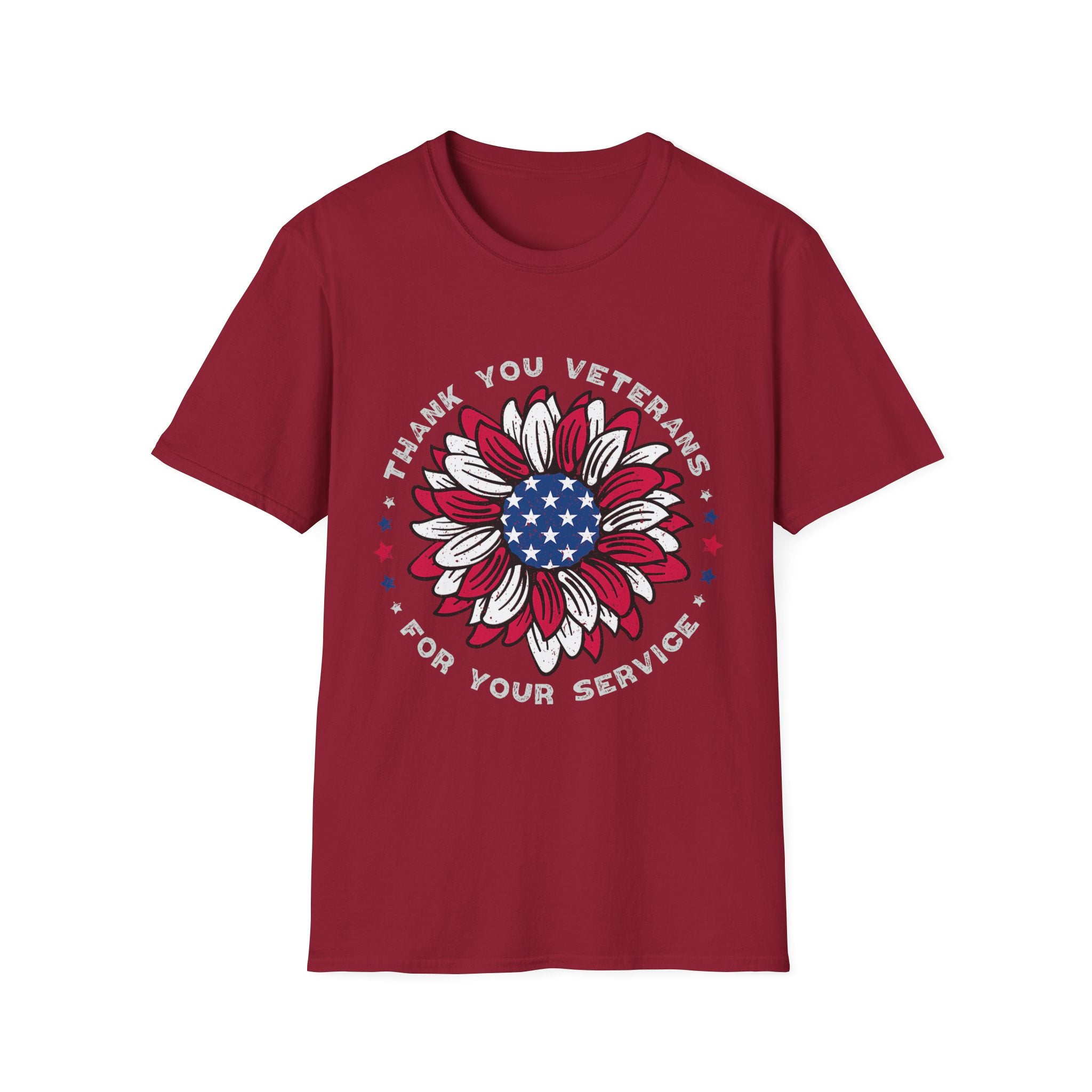 American Flag Sunflower Thank You Veterans T-Shirt | Patriotic Memorial Day Tee