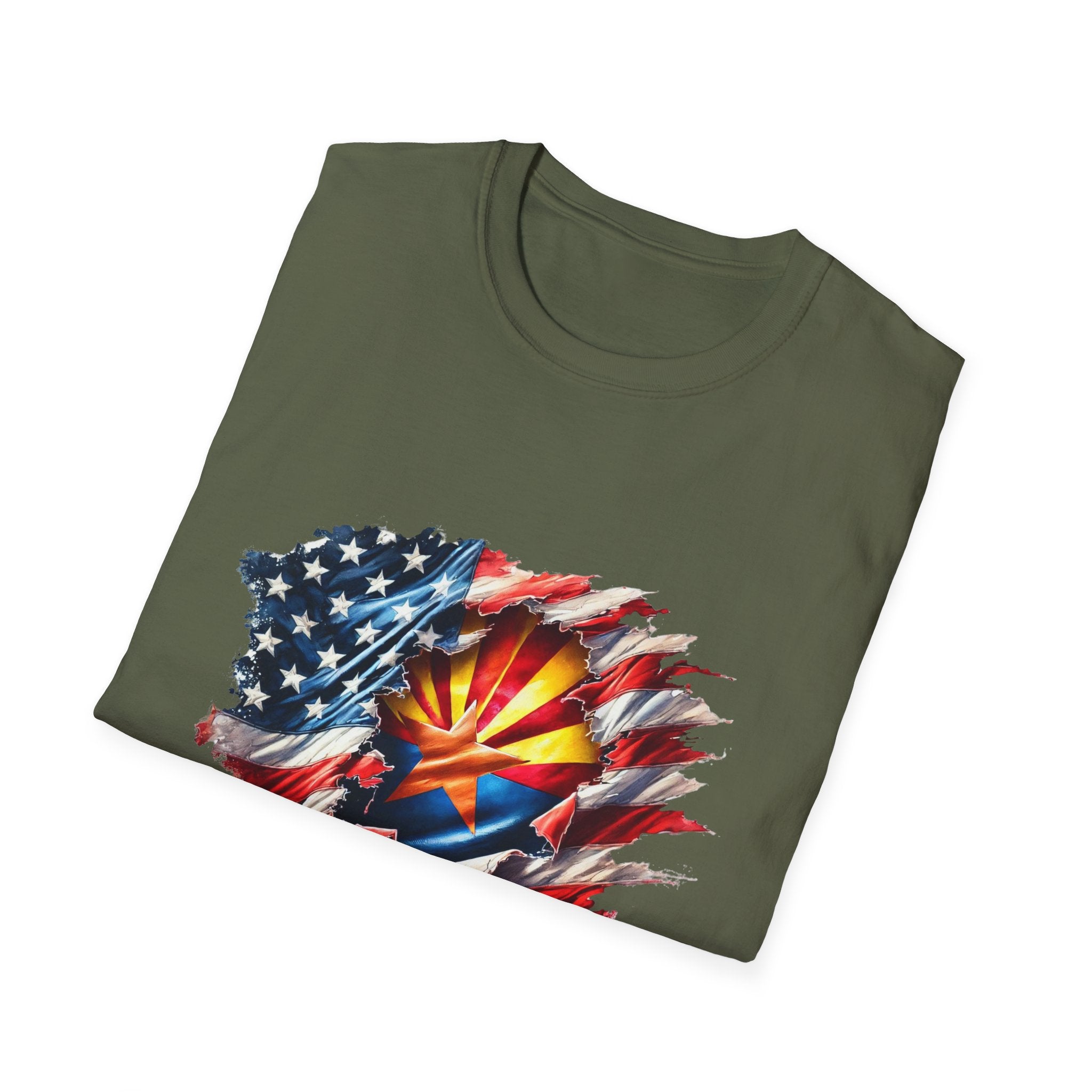 Arizona Flag Ripped Effect T-Shirt | USA Stars Stripes State Emblem