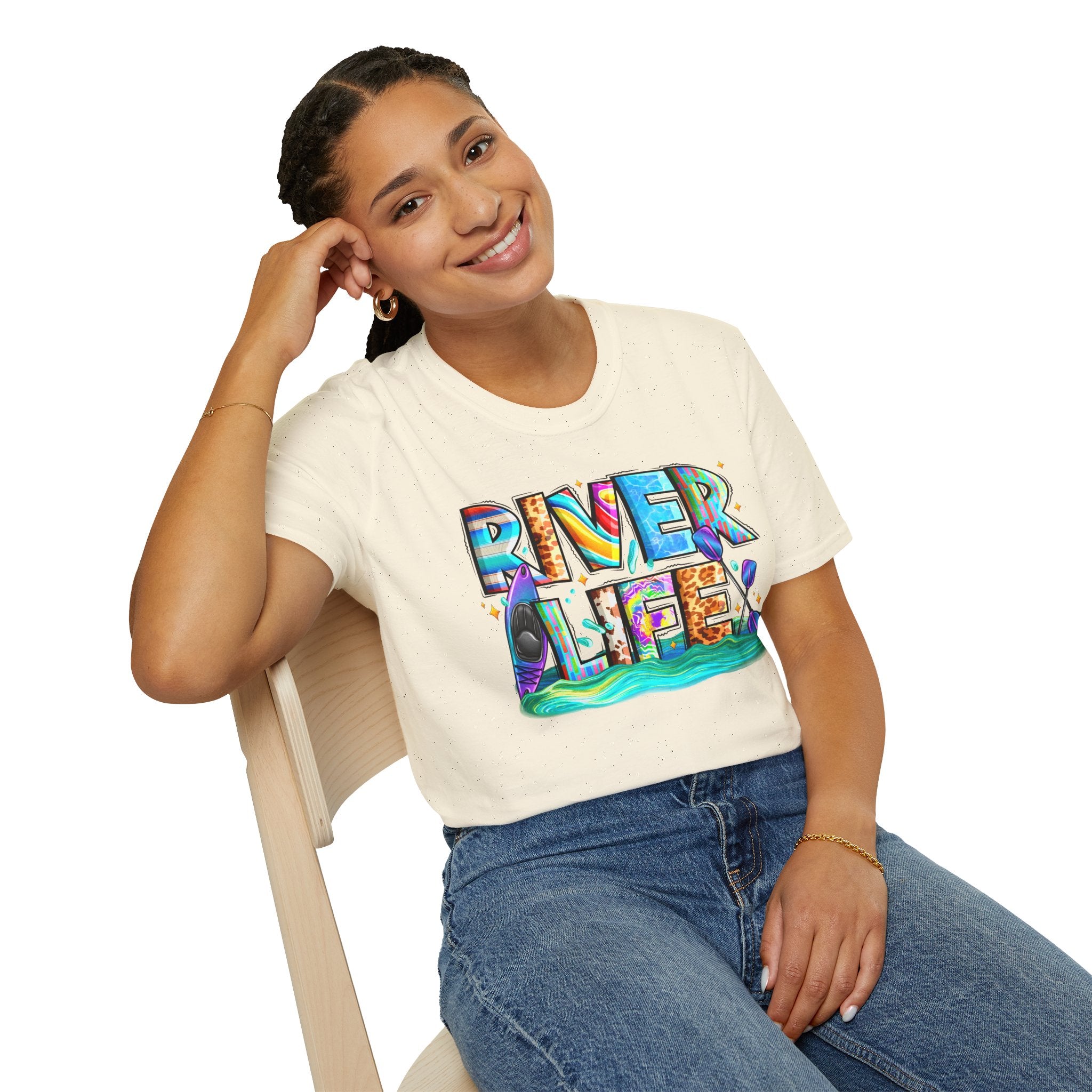River Life T-Shirt | Colorful Fishing Scenic Graphic