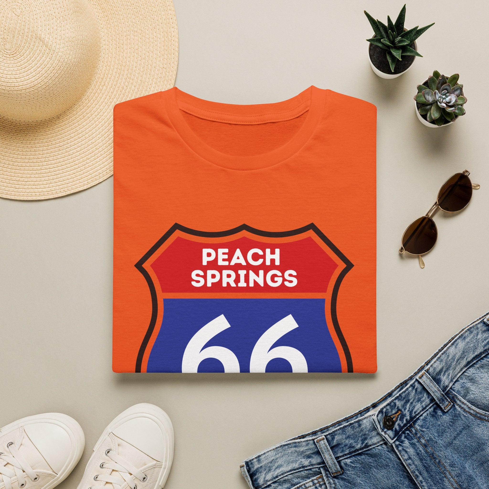 Peach Springs 66 Shield T-Shirt | Route 66 Road Sign Shirt