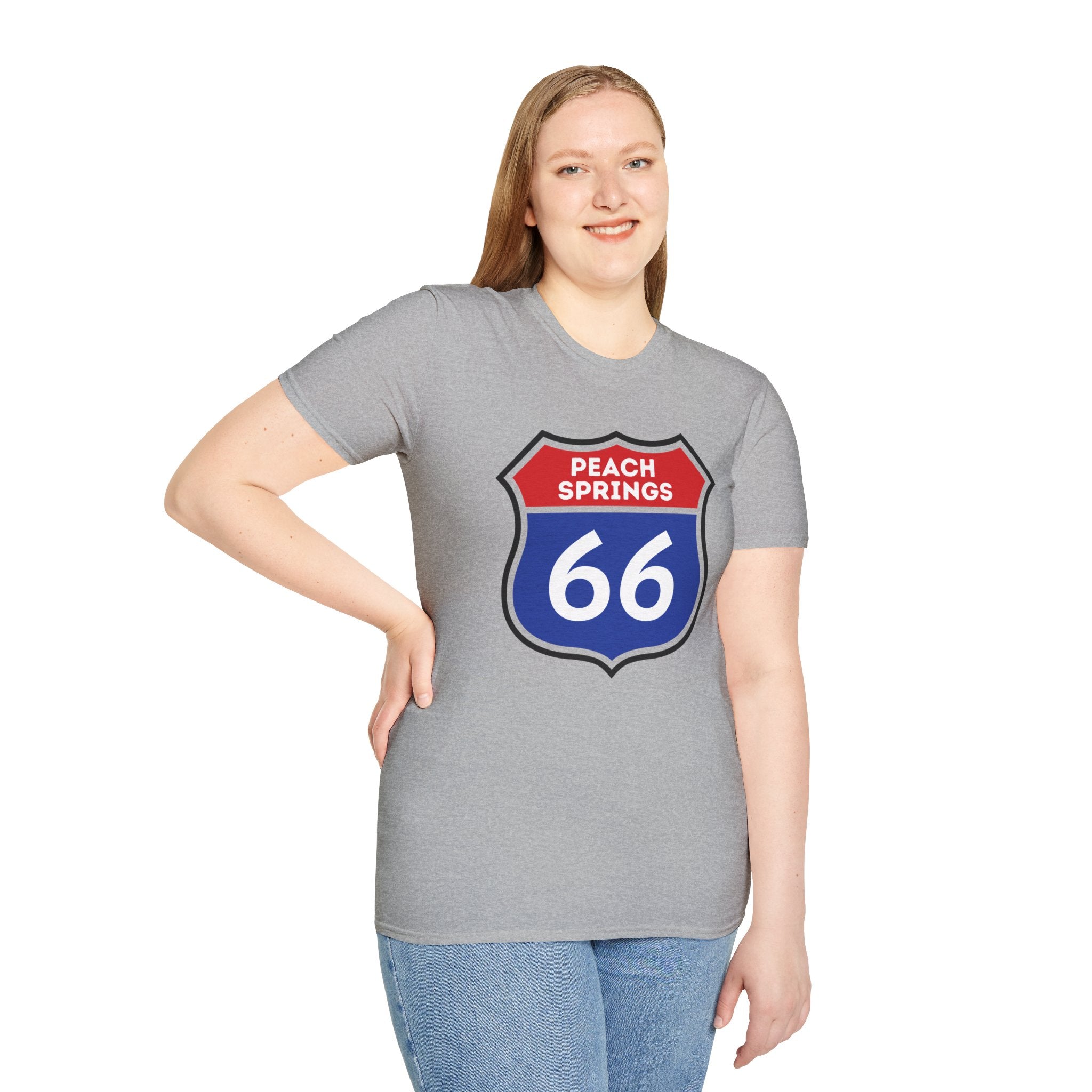 Peach Springs 66 Shield T-Shirt | Route 66 Road Sign Shirt