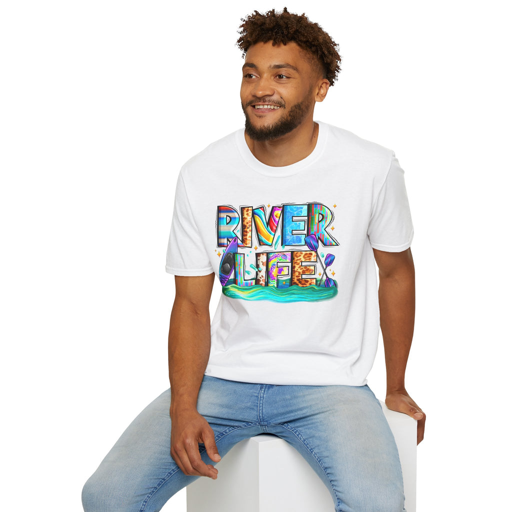 River Life T-Shirt | Colorful Fishing Scenic Graphic