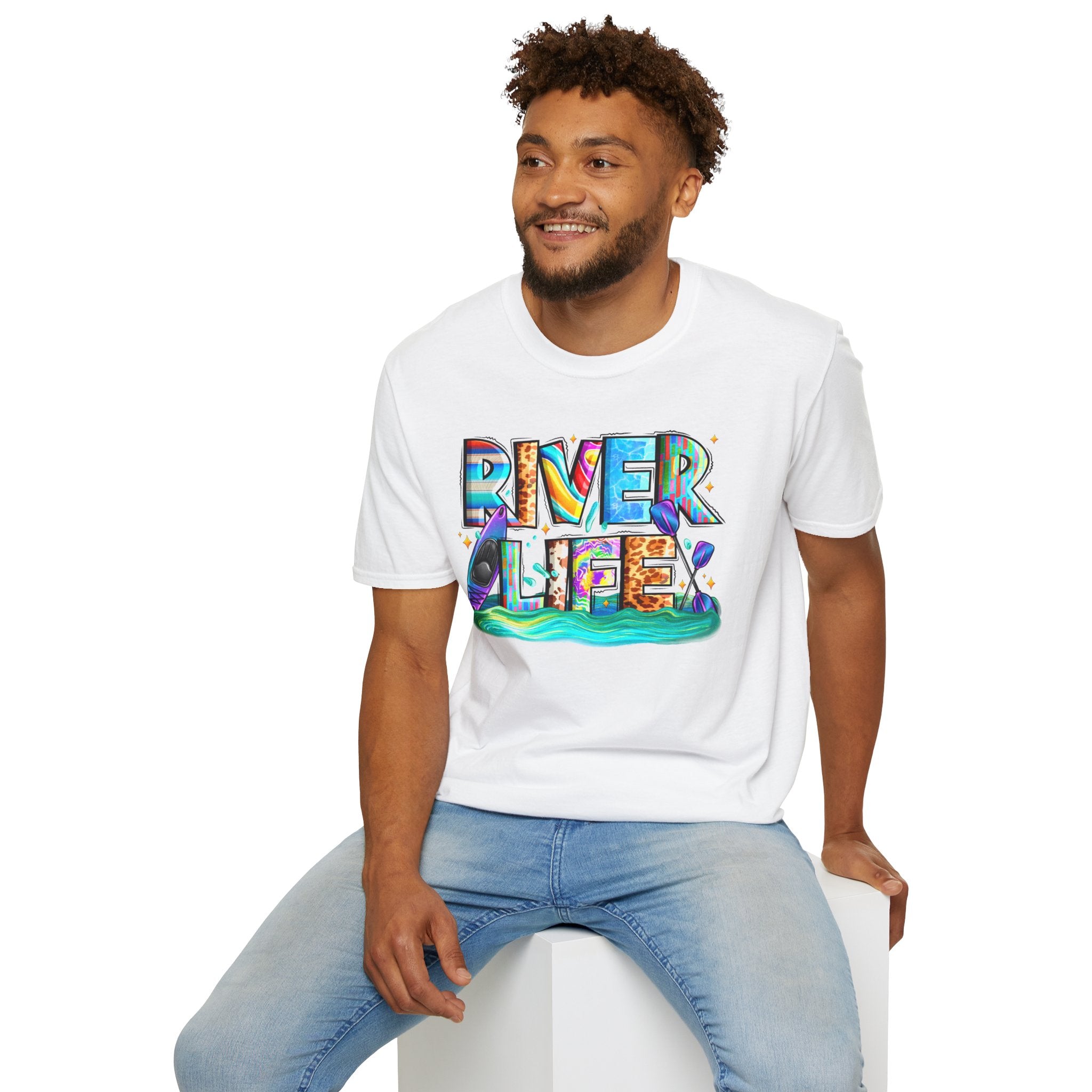 River Life T-Shirt | Colorful Fishing Scenic Graphic