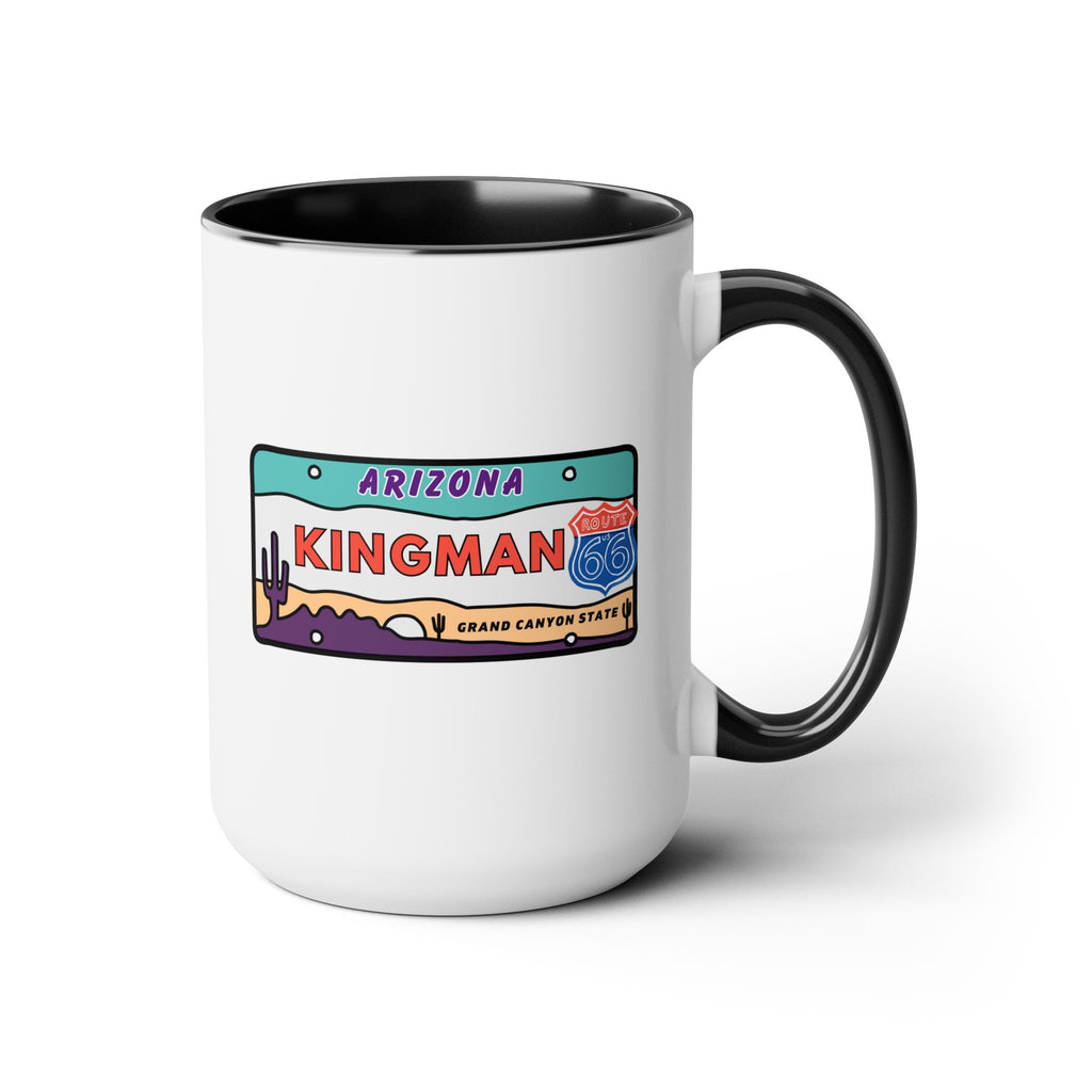 Kingman Arizona Route 66 Two-Tone Coffee Mugs, 15oz