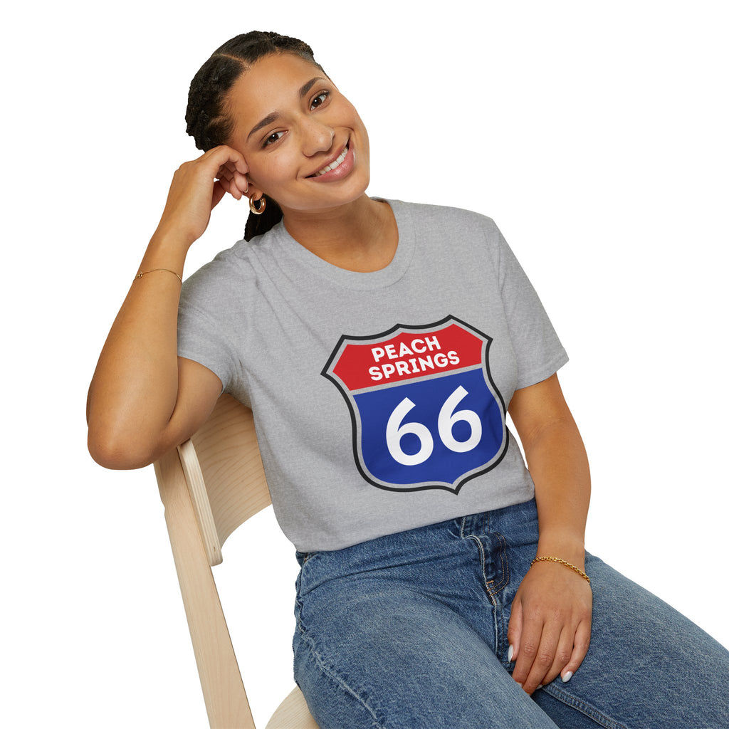 Peach Springs 66 Shield T-Shirt | Route 66 Road Sign Shirt