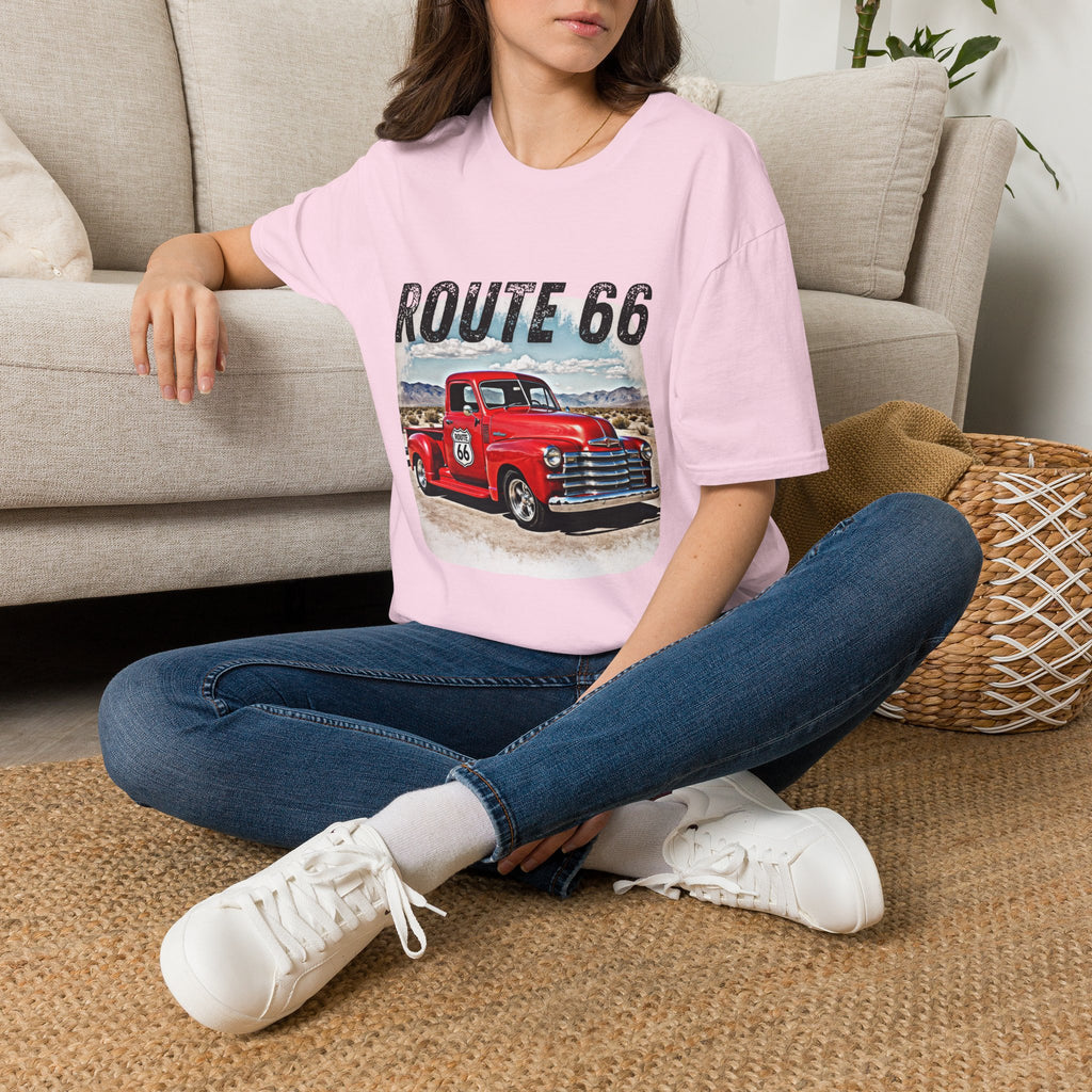 Route 66 Red Vintage Truck T-Shirt | Retro Highway Graphic