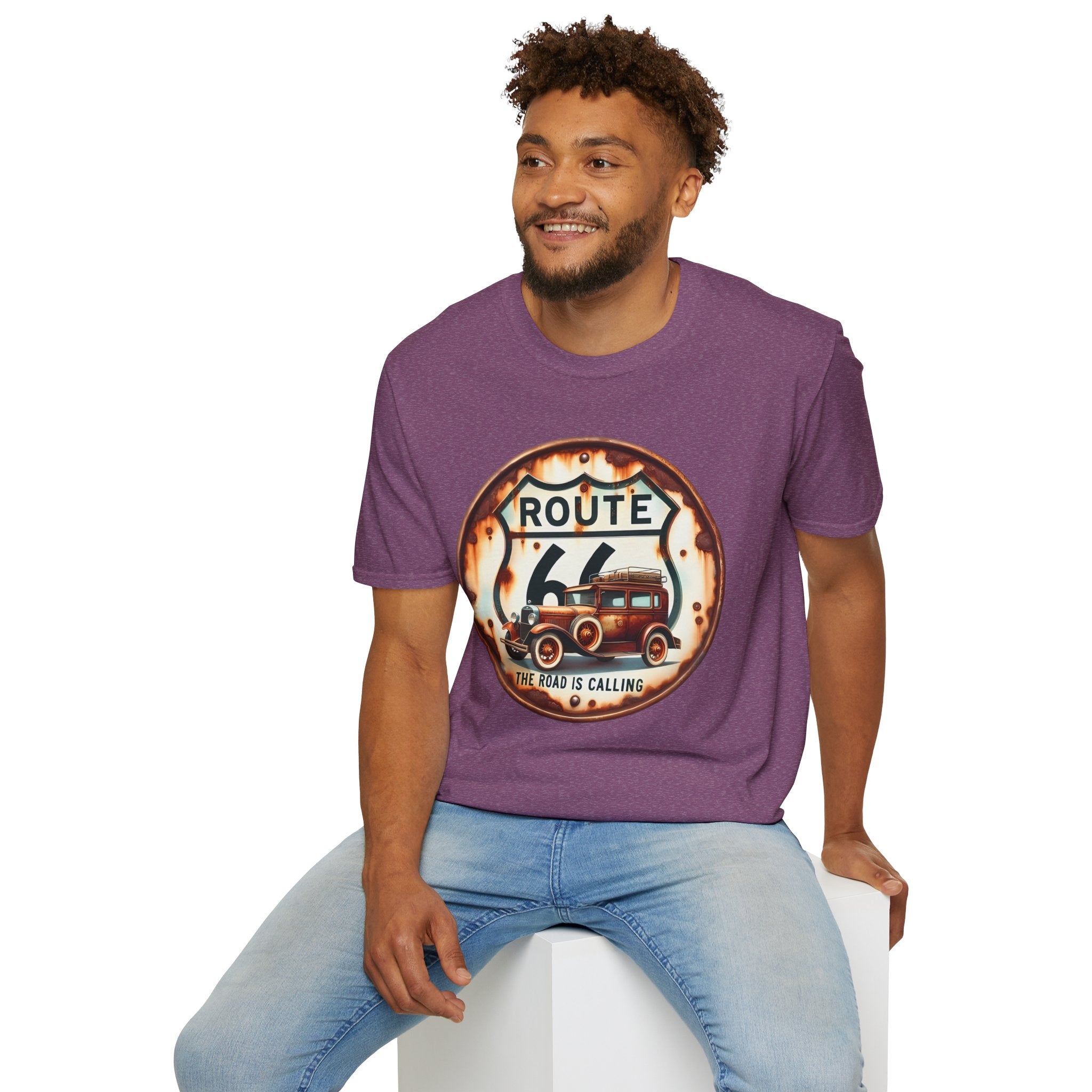 Route 66 Vintage Woody Wagon T-Shirt | The Road Is Calling, Retro Roadtrip Tee