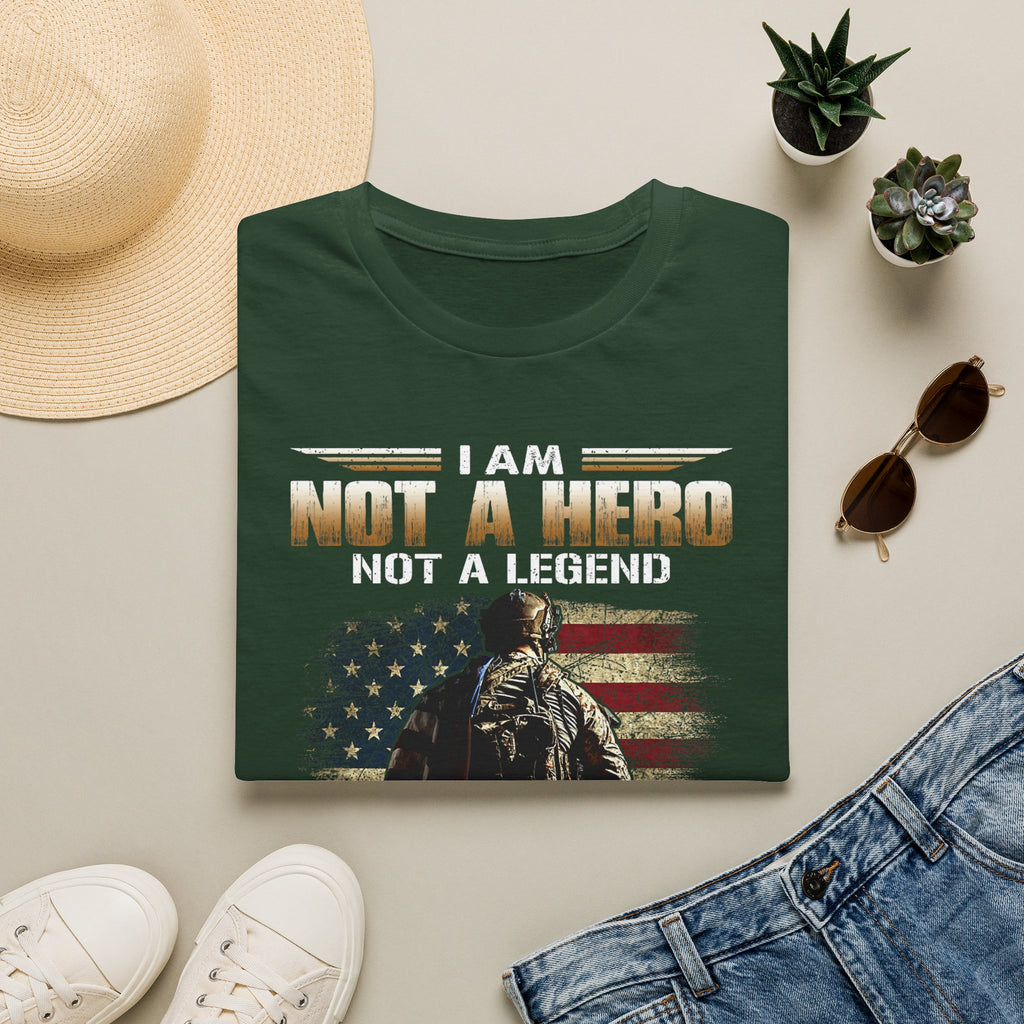 I Am Not a Hero I Am a U.S. Veteran T-Shirt | American Flag Soldier Tee