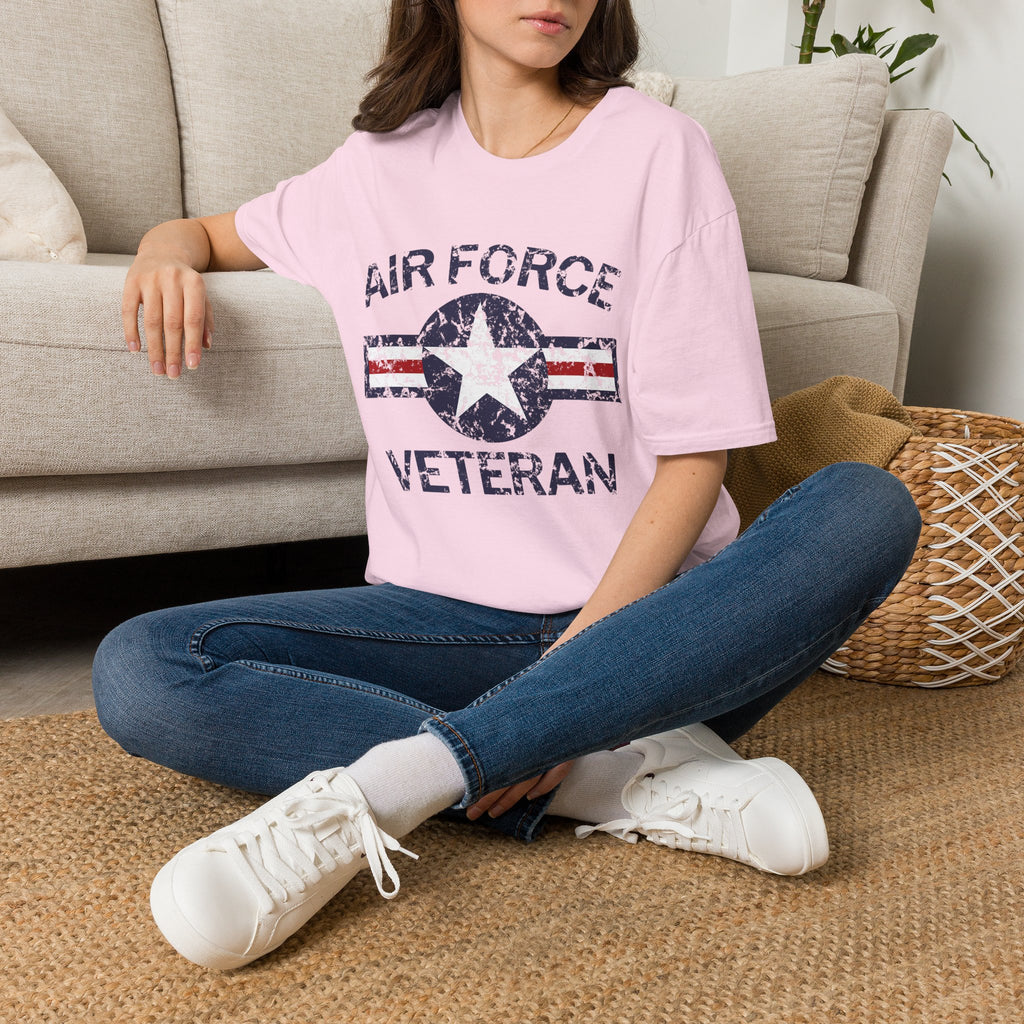 Air Force Veteran Distressed Logo T-Shirt | Military Star Stripe Tee