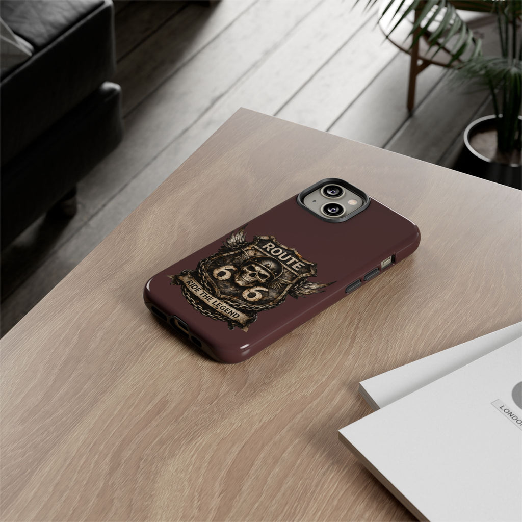 Route 66 Skull Helmet phone case | Motorcycle emblem, Ride the Legend