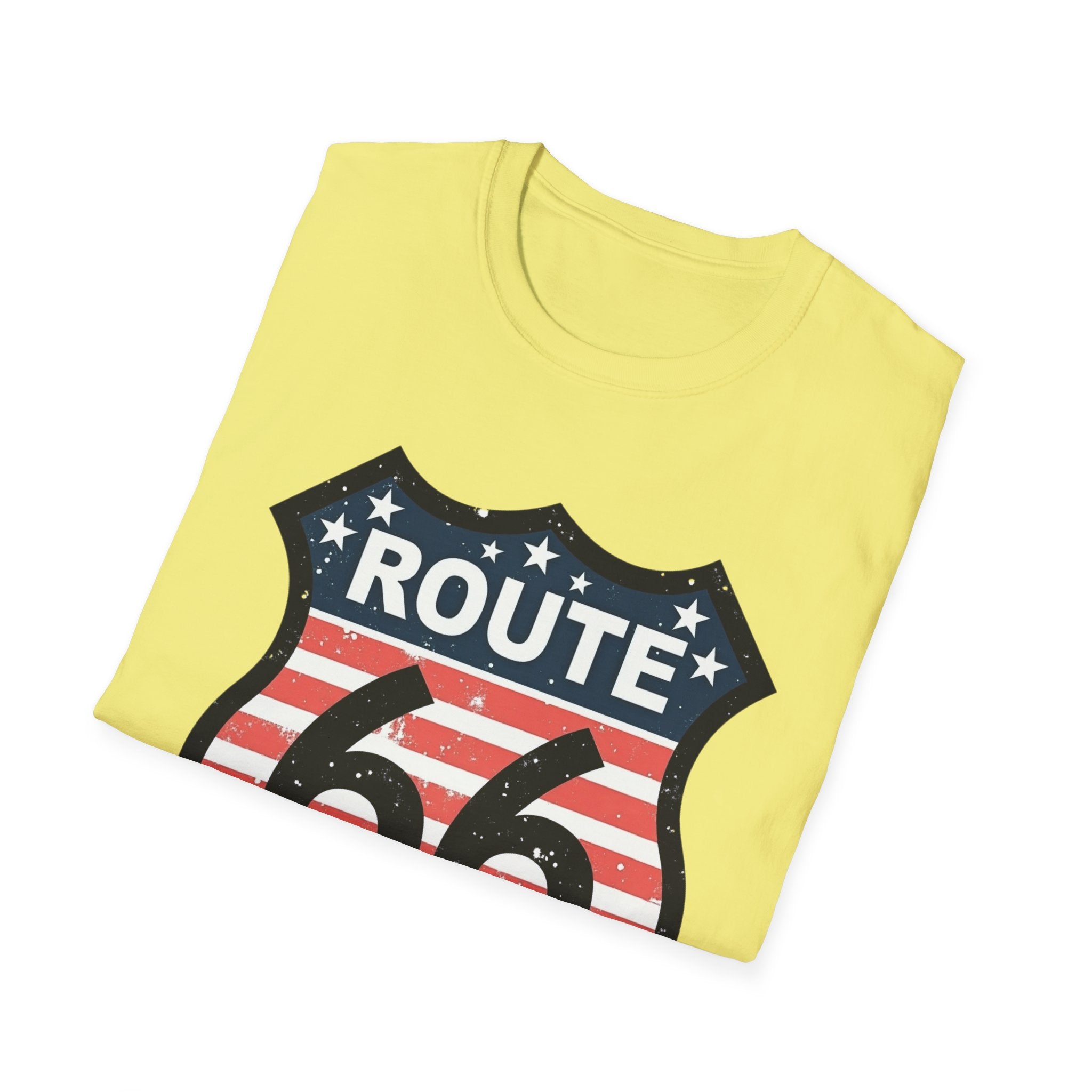 Route 66 Shield T-Shirt | American Flag Vintage Road Sign