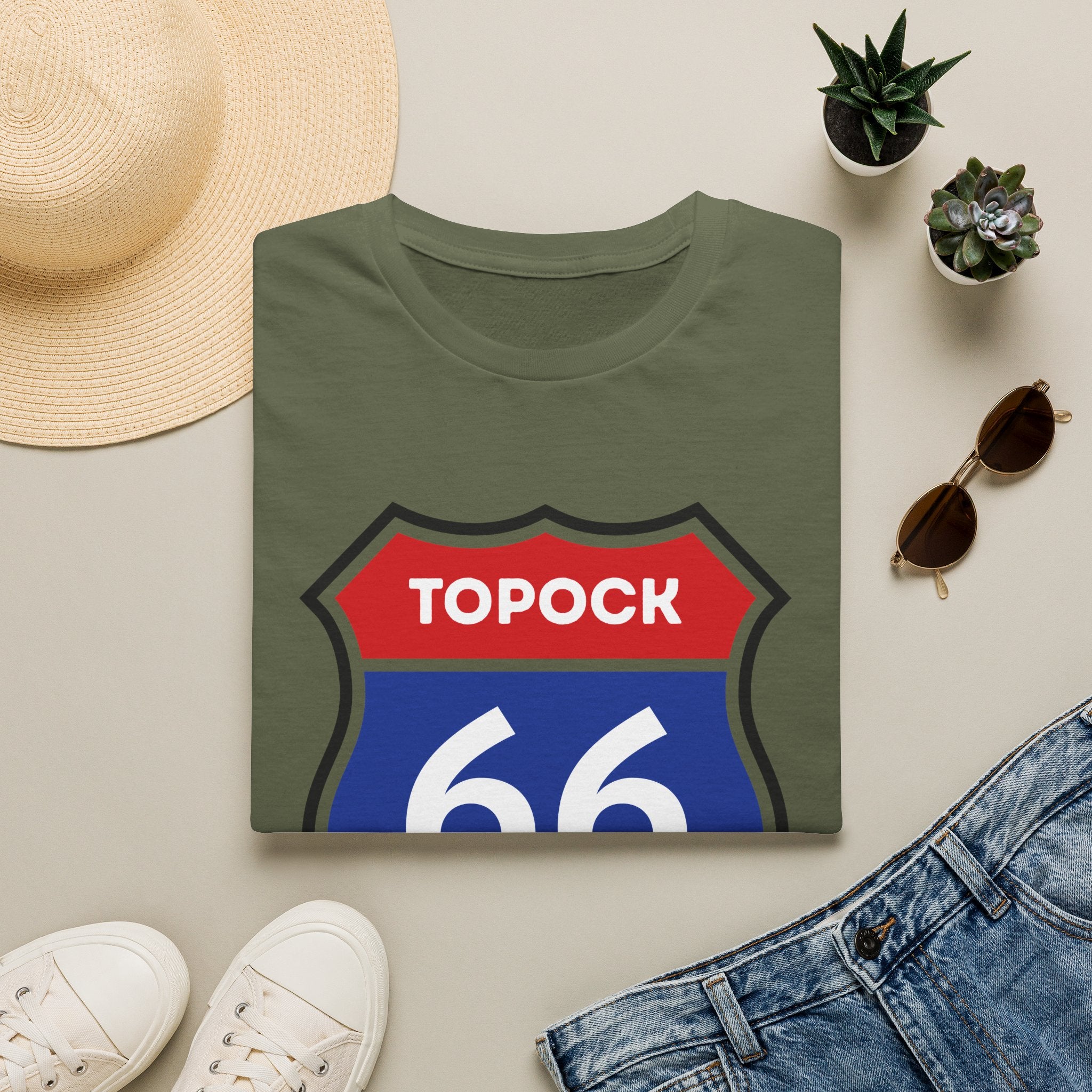 Topock 66 Shield Road Sign T-Shirt | Route 66 Arizona Travel Tee