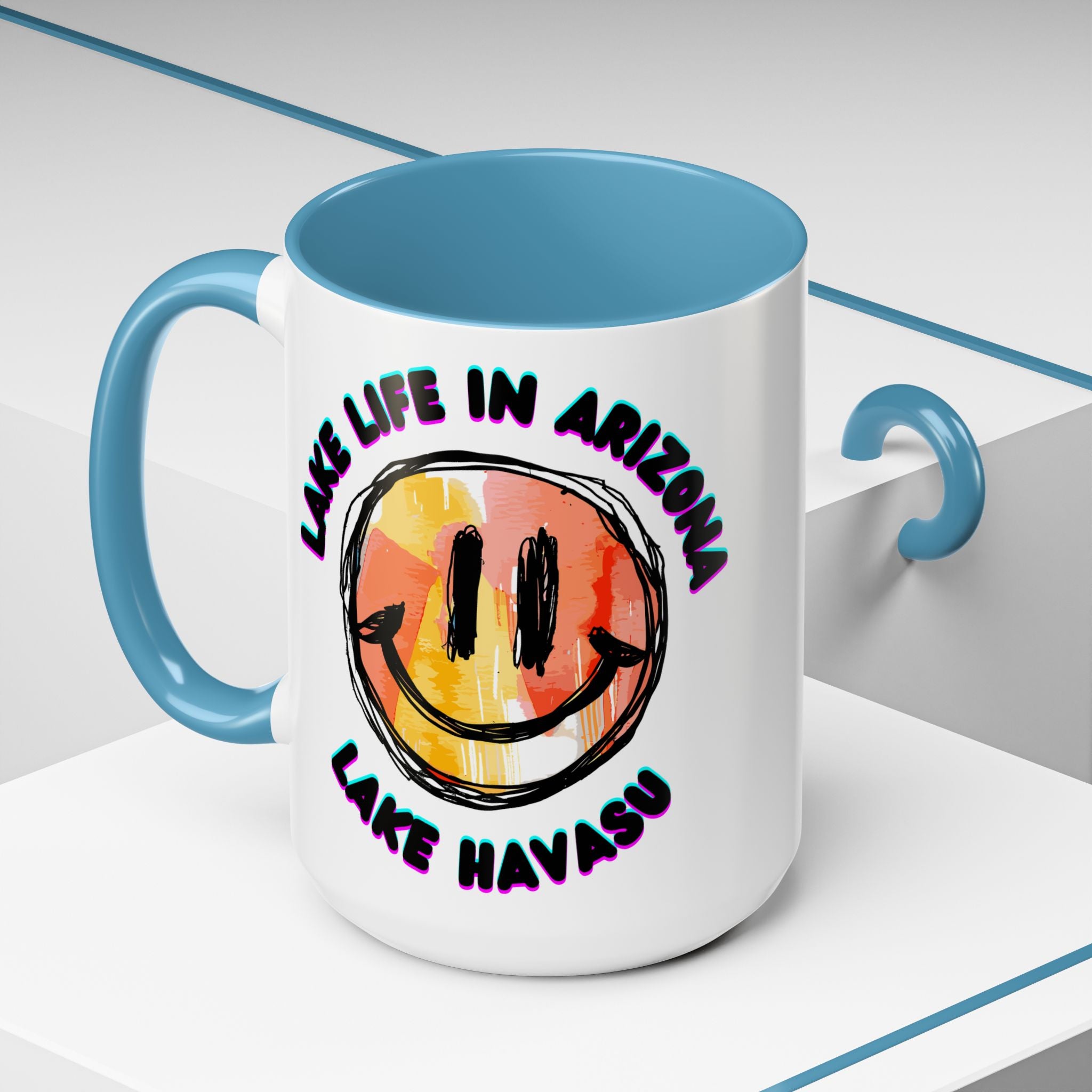 Lake Life in Arizona Smiley Mug | Lake Havasu Accent Coffee Mug
