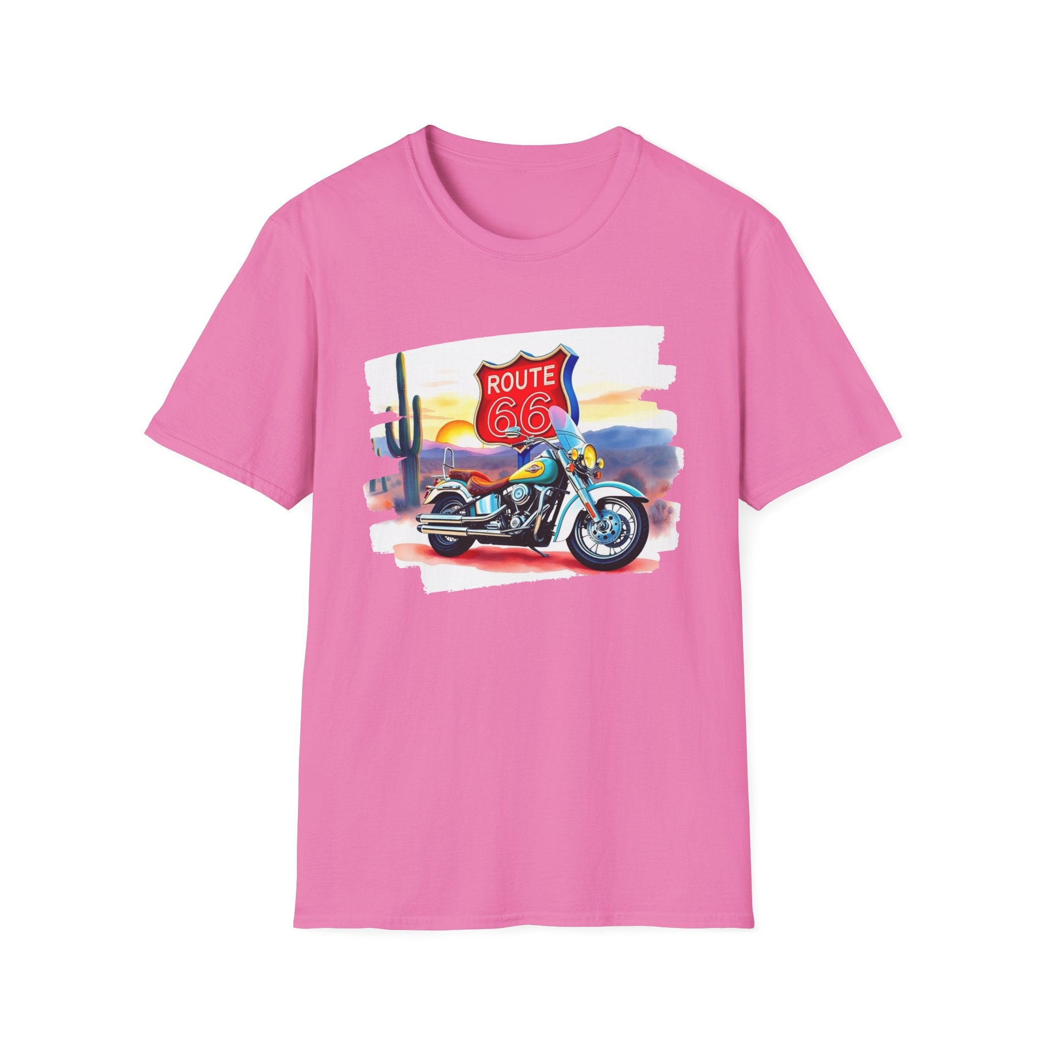 Route 66 Motorcycle T-Shirt | Desert Sunset Biker Graphic