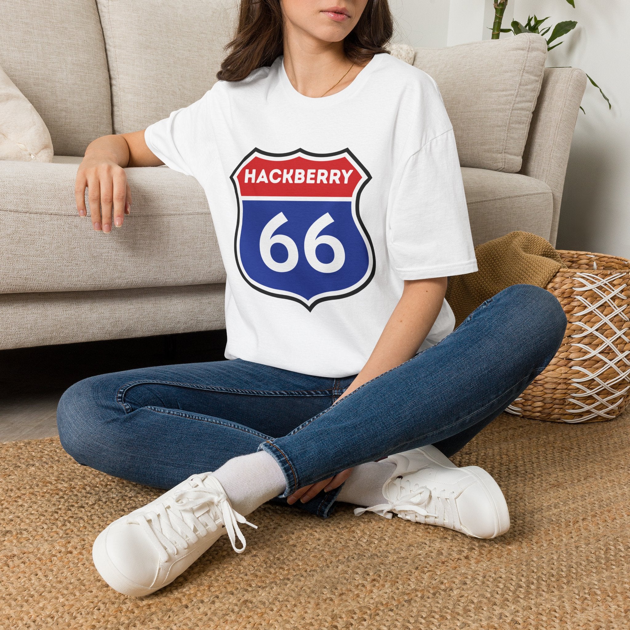 Hackberry 66 Shield T-Shirt | Route 66 Road Sign Tee