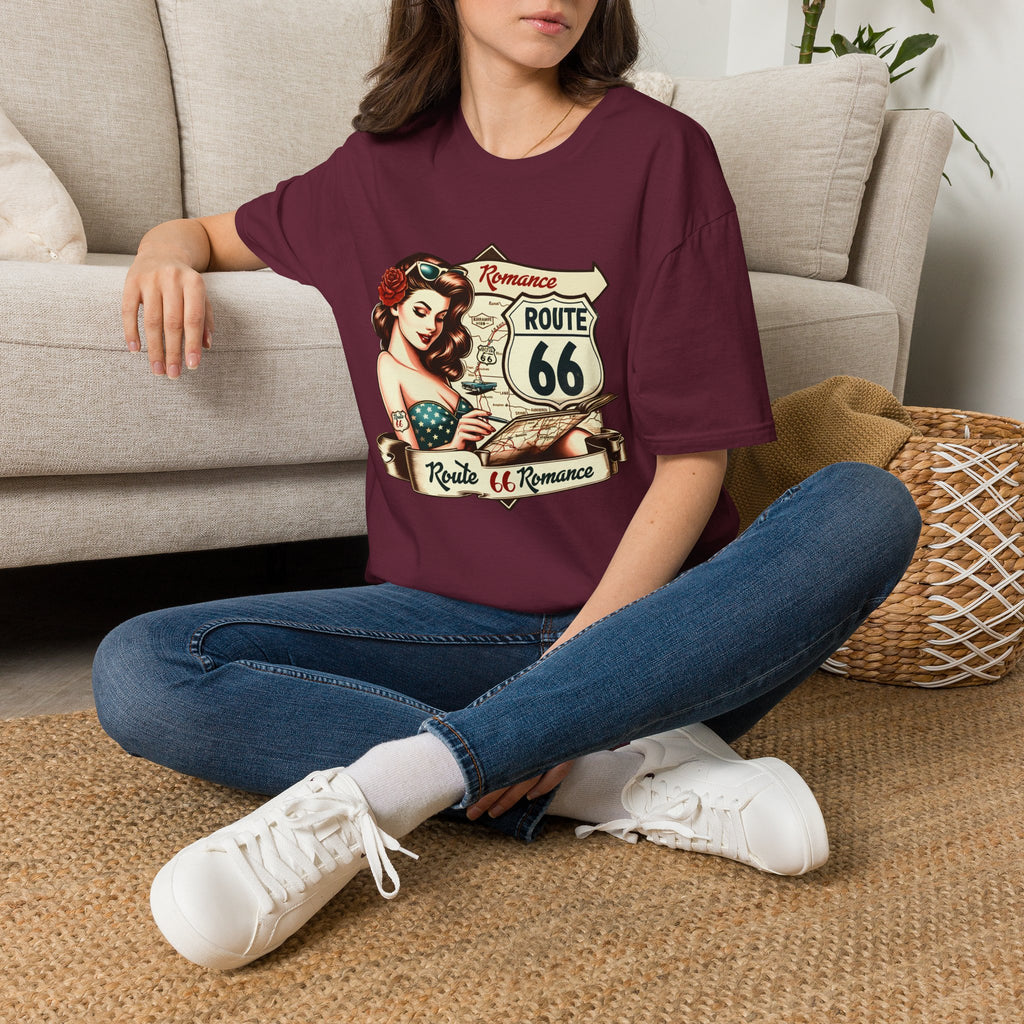Pinup Girl Route 66 T-Shirt | Vintage Roadtrip Retro Sign