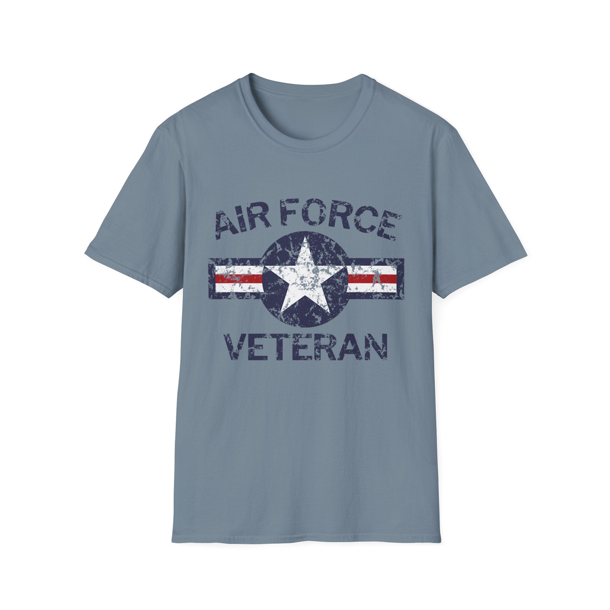 Air Force Veteran Distressed Logo T-Shirt | Military Star Stripe Tee