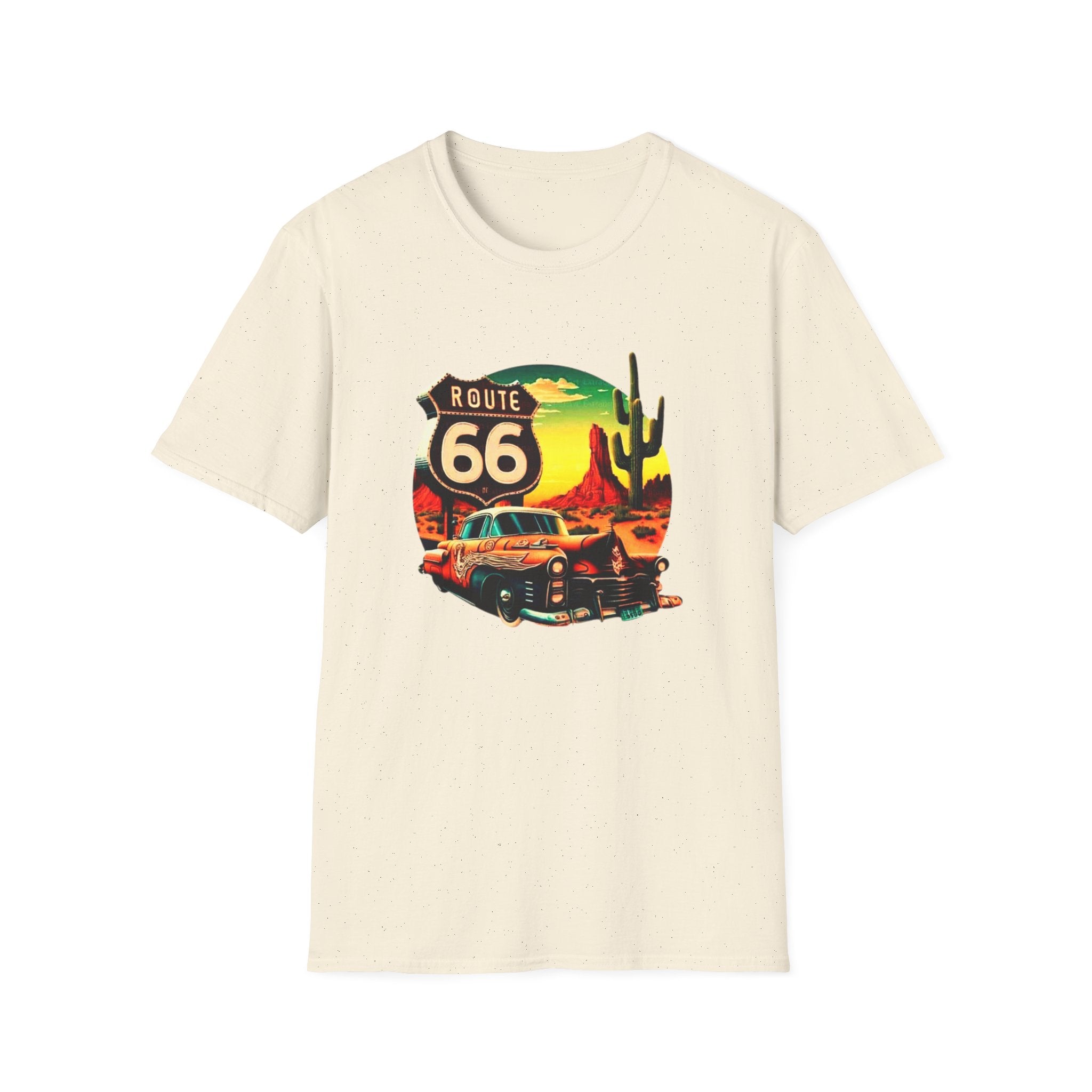 Route 66 Mens and Womans Softstyle T-Shirt, Unisex Retro Vintage Tee, Road Trip Travel Shirt, Hipster Graphic Top, Americana Clothing
