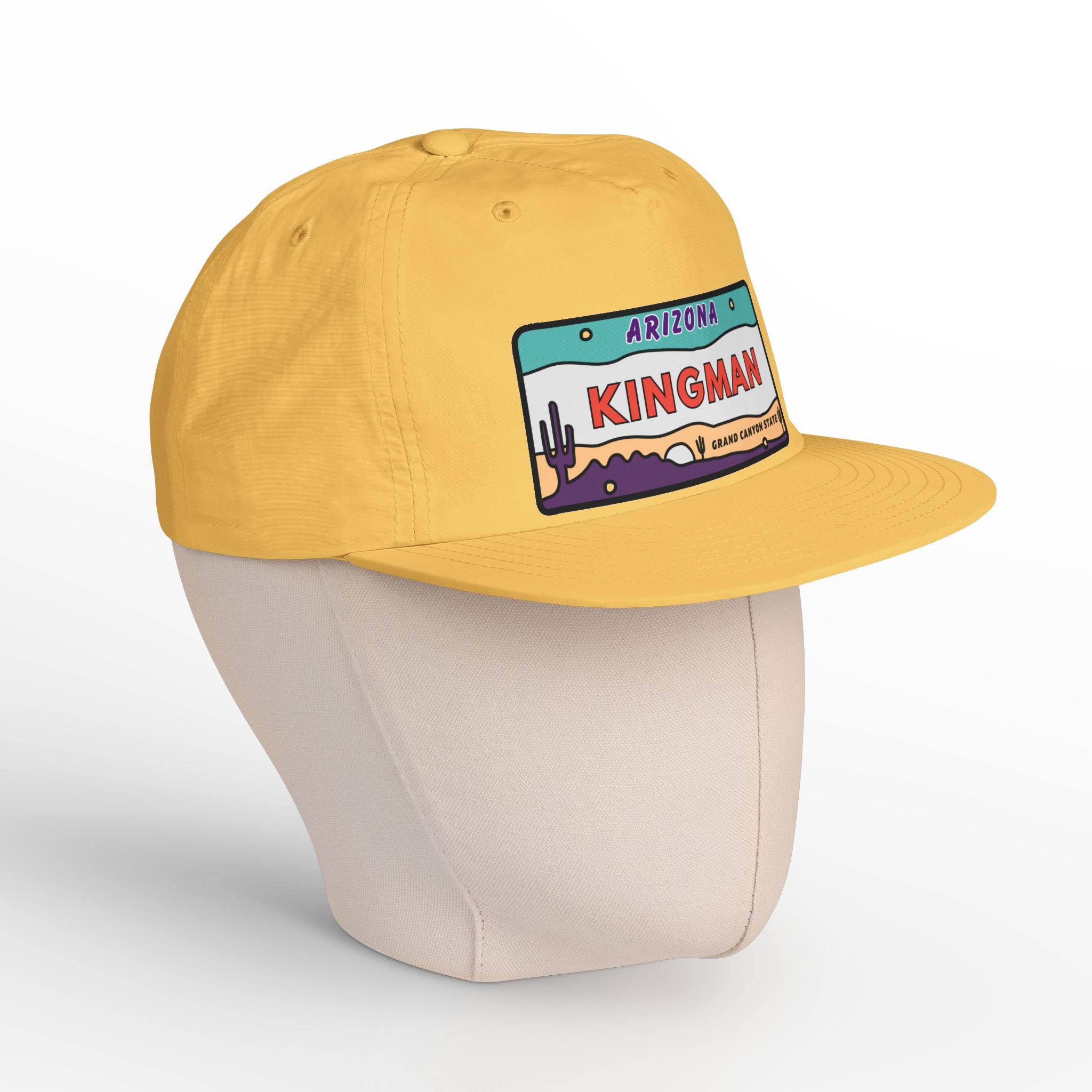 Surf Cap, Beach Hat, Summer Headwear, Kingman Arizona License Plate Dessert Cap for Water Sports