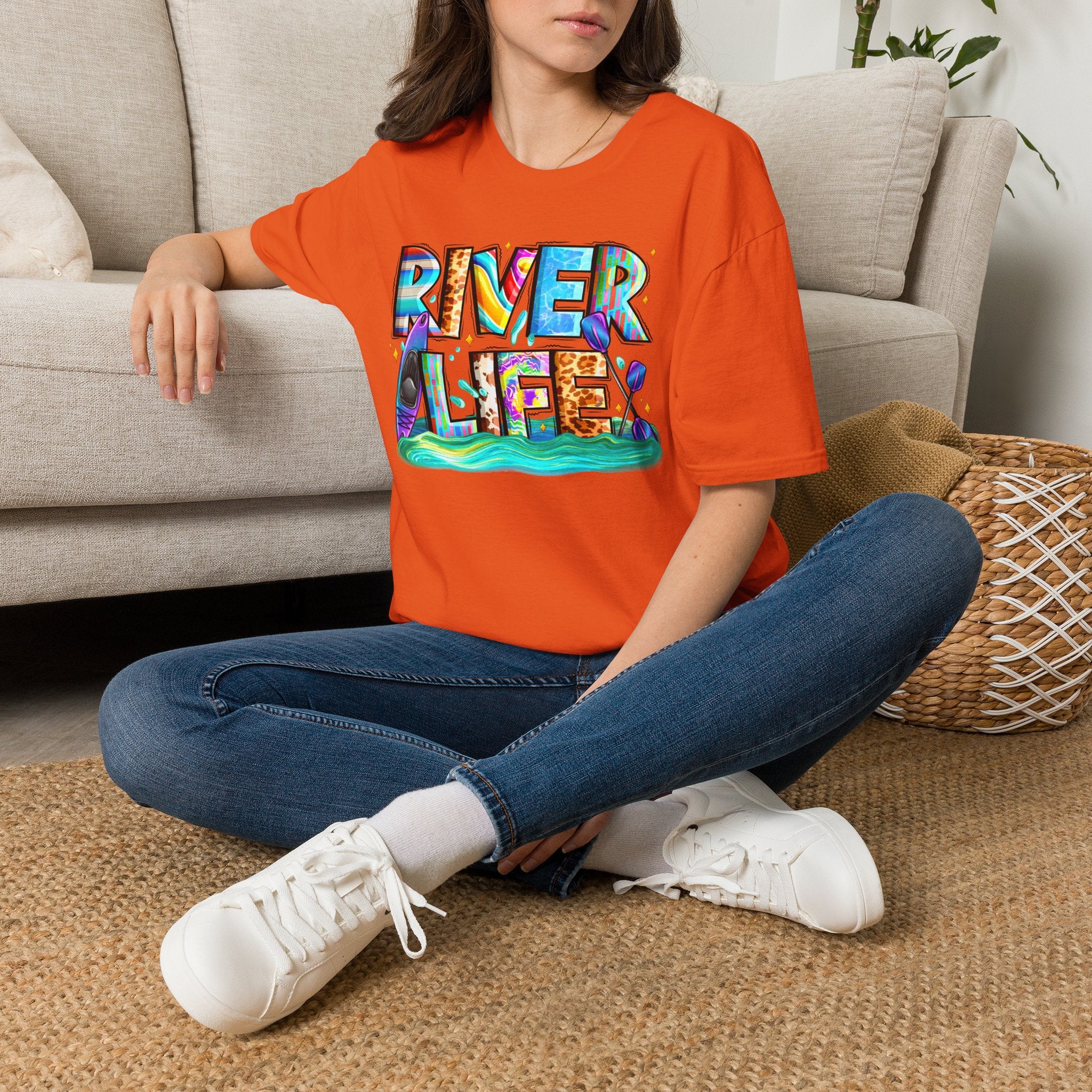River Life T-Shirt | Colorful Fishing Scenic Graphic