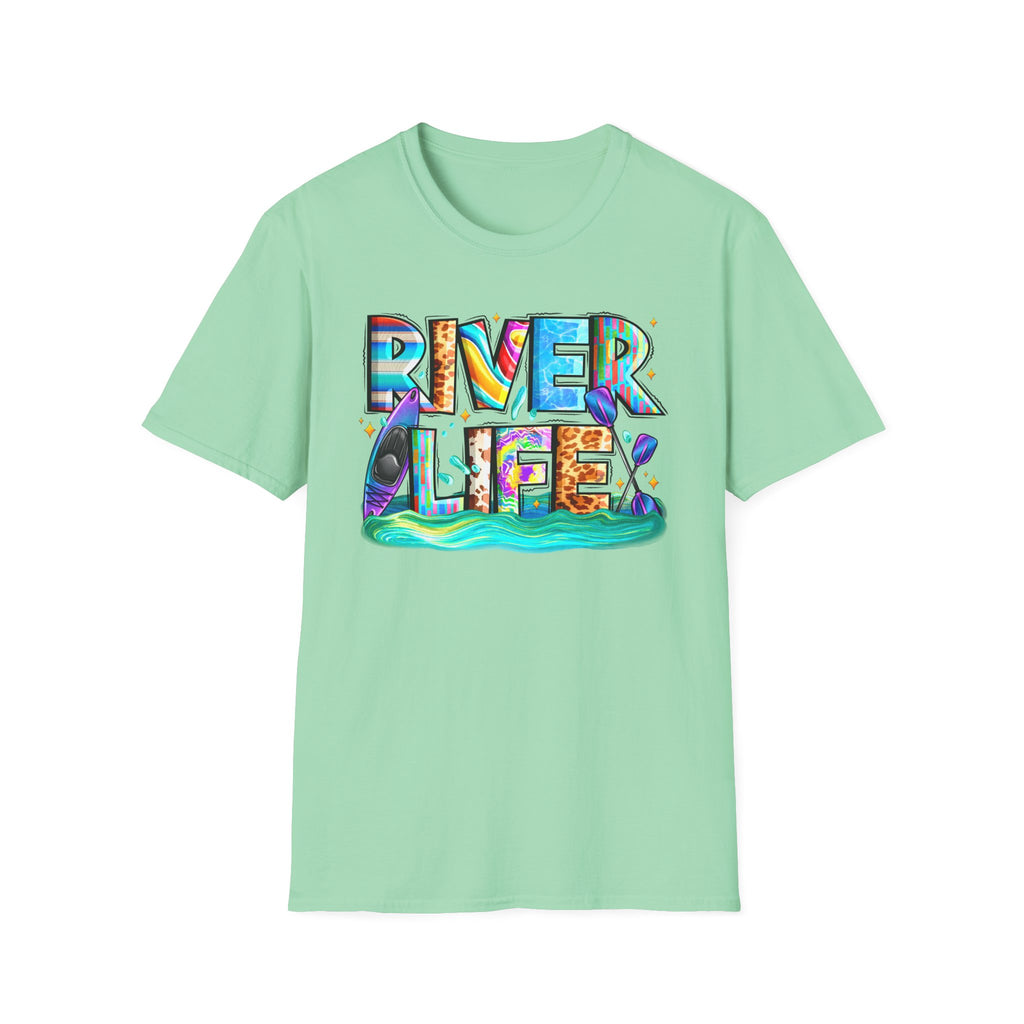 River Life T-Shirt | Colorful Fishing Scenic Graphic