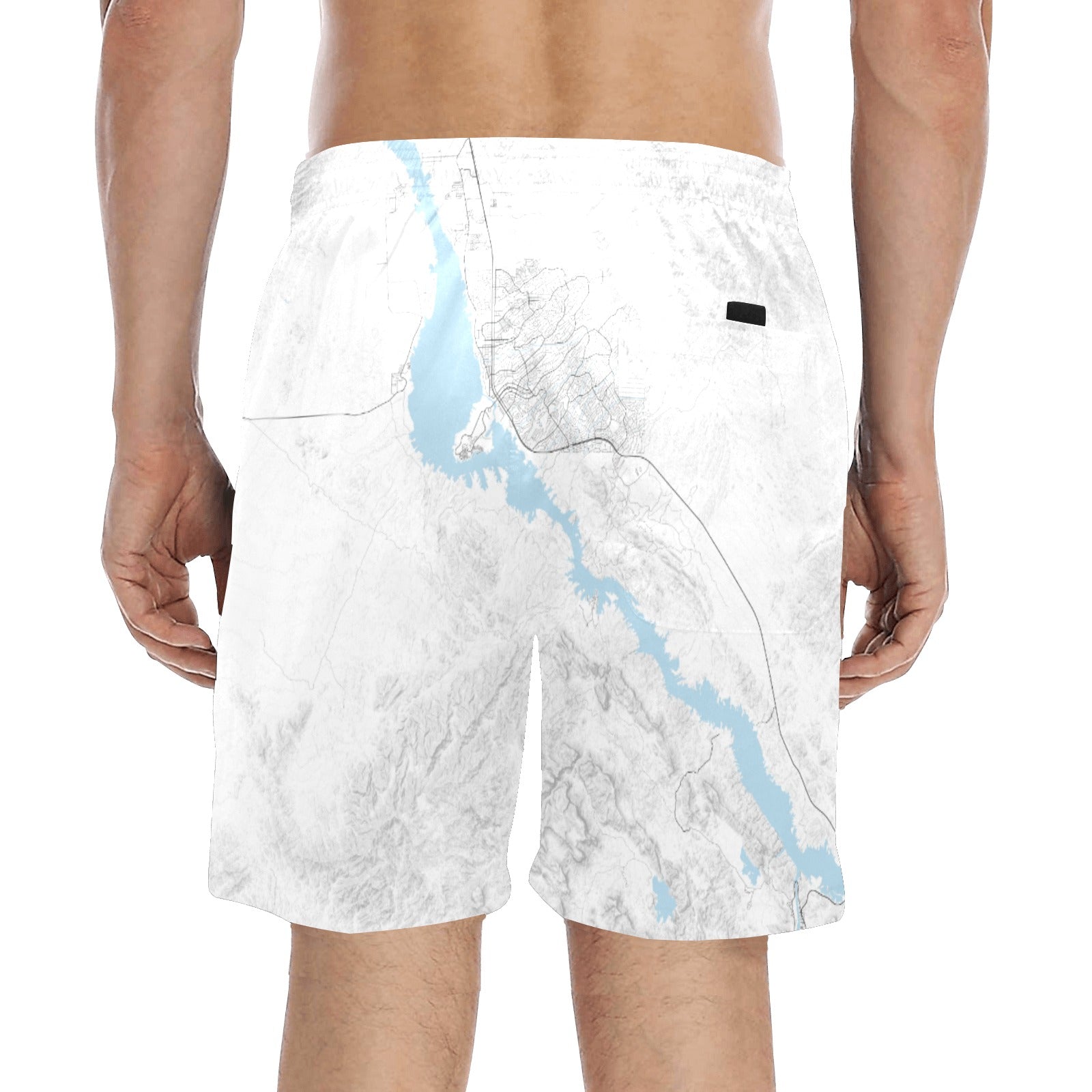 Lake Havasu lite grey Men's Mid-Length Beach Shorts Free Shipping