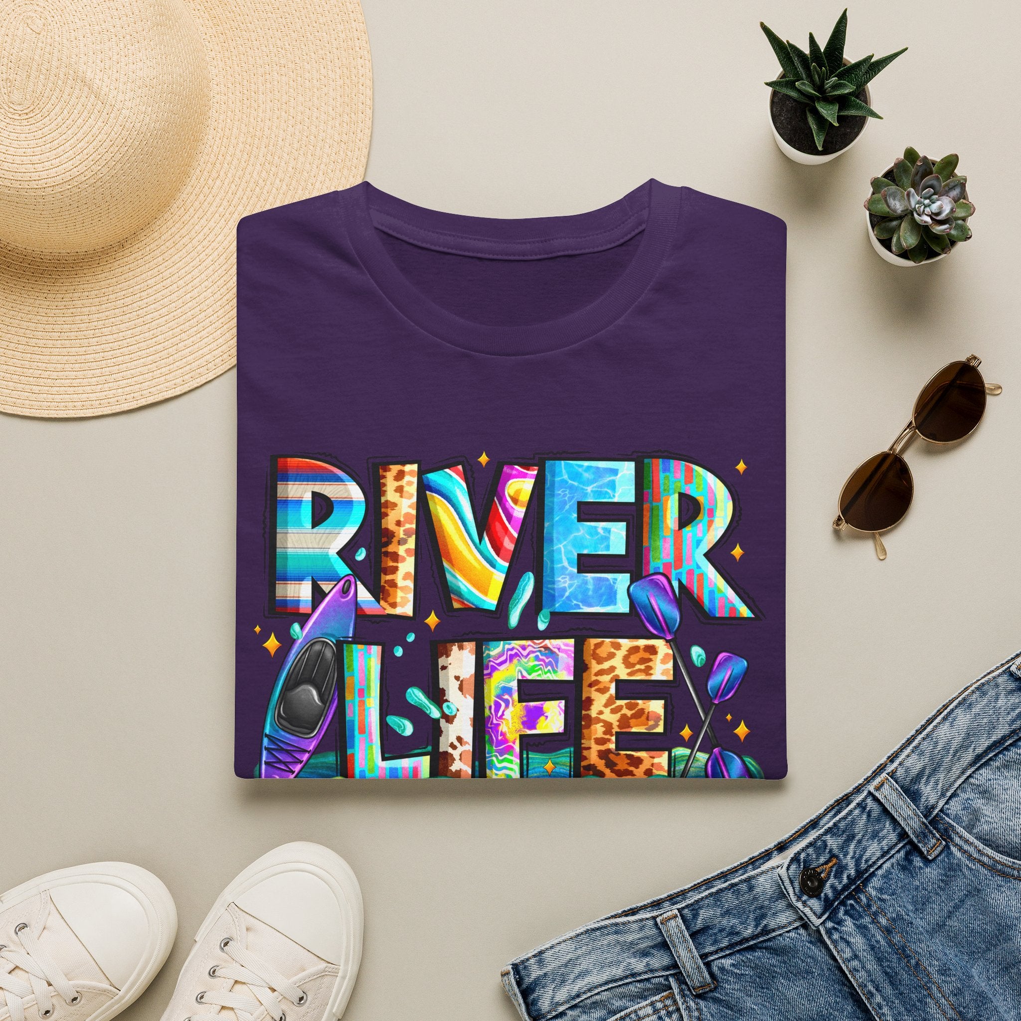 River Life T-Shirt | Colorful Fishing Scenic Graphic