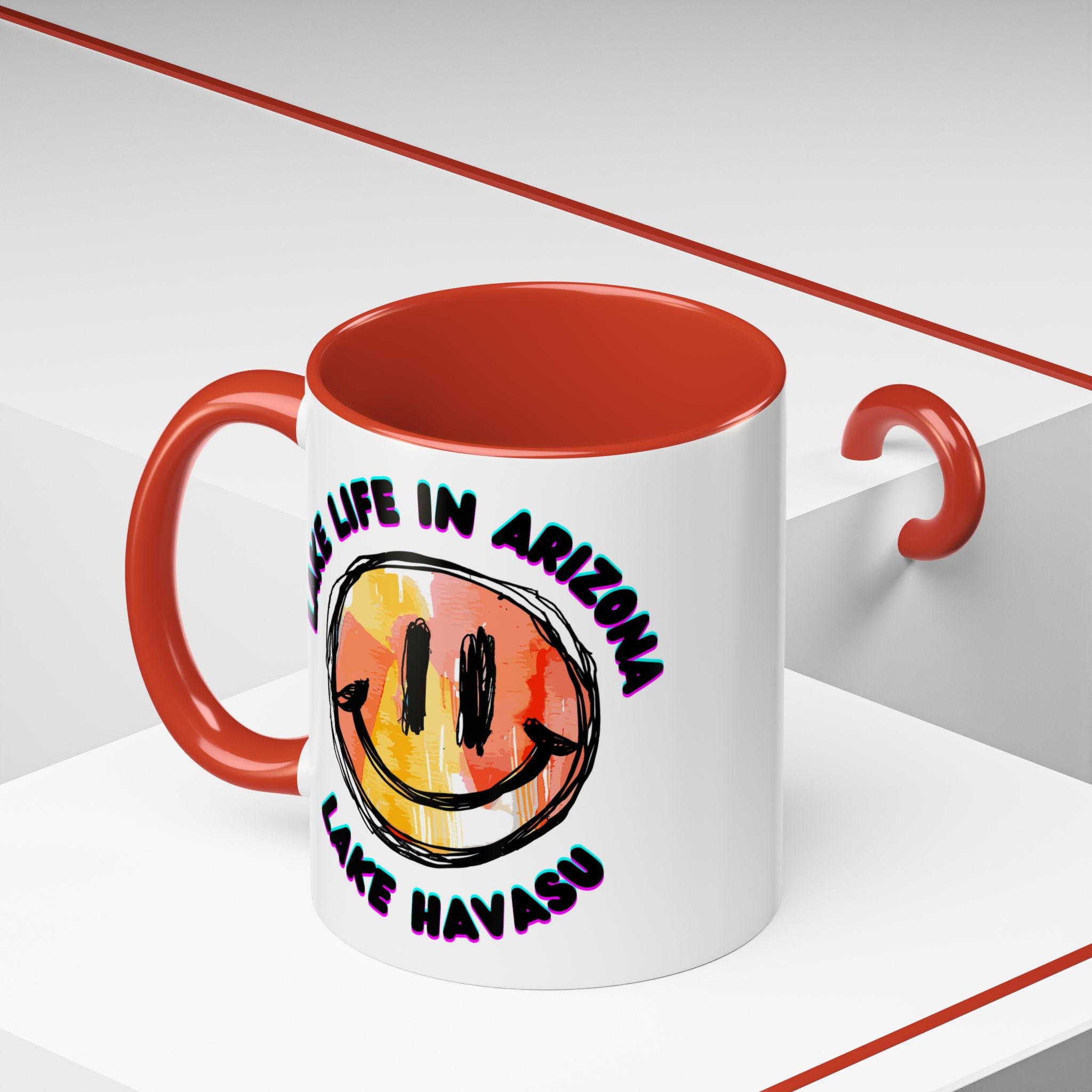 Lake Life in Arizona Smiley Mug | Lake Havasu Accent Coffee Mug