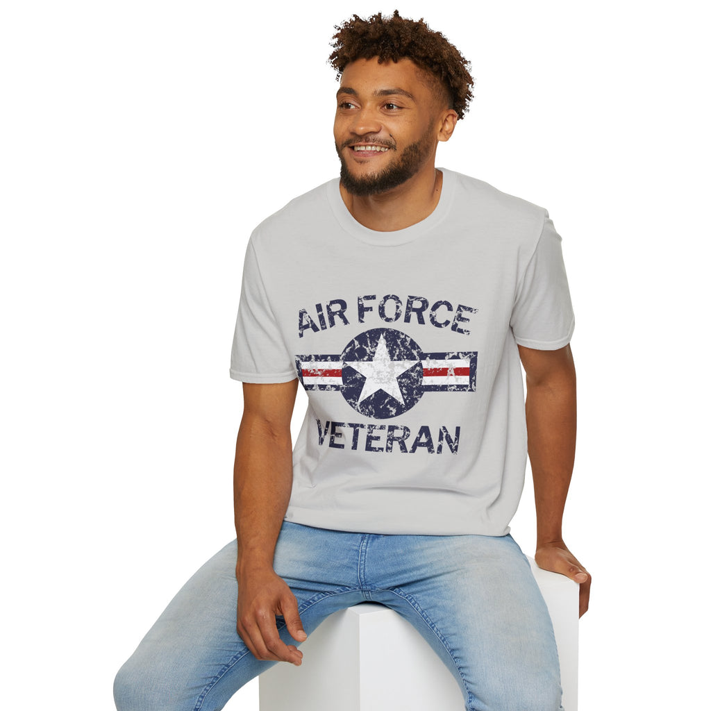 Air Force Veteran Distressed Logo T-Shirt | Military Star Stripe Tee