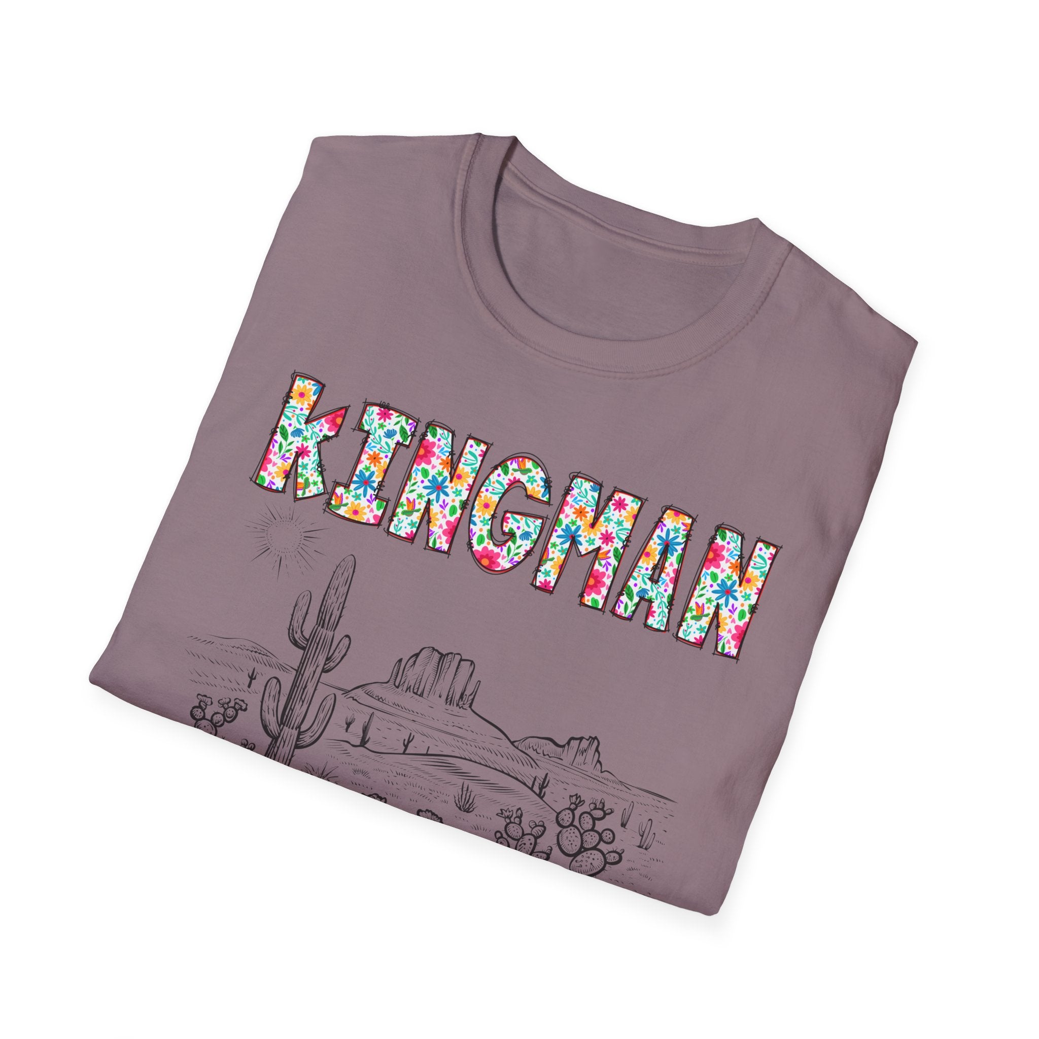 Kingman Arizona Colorful Mens Womans Unisex T-Shirt, Casual Wear, Travel Souvenir, Gift for Nature Lovers, Vacation Tee