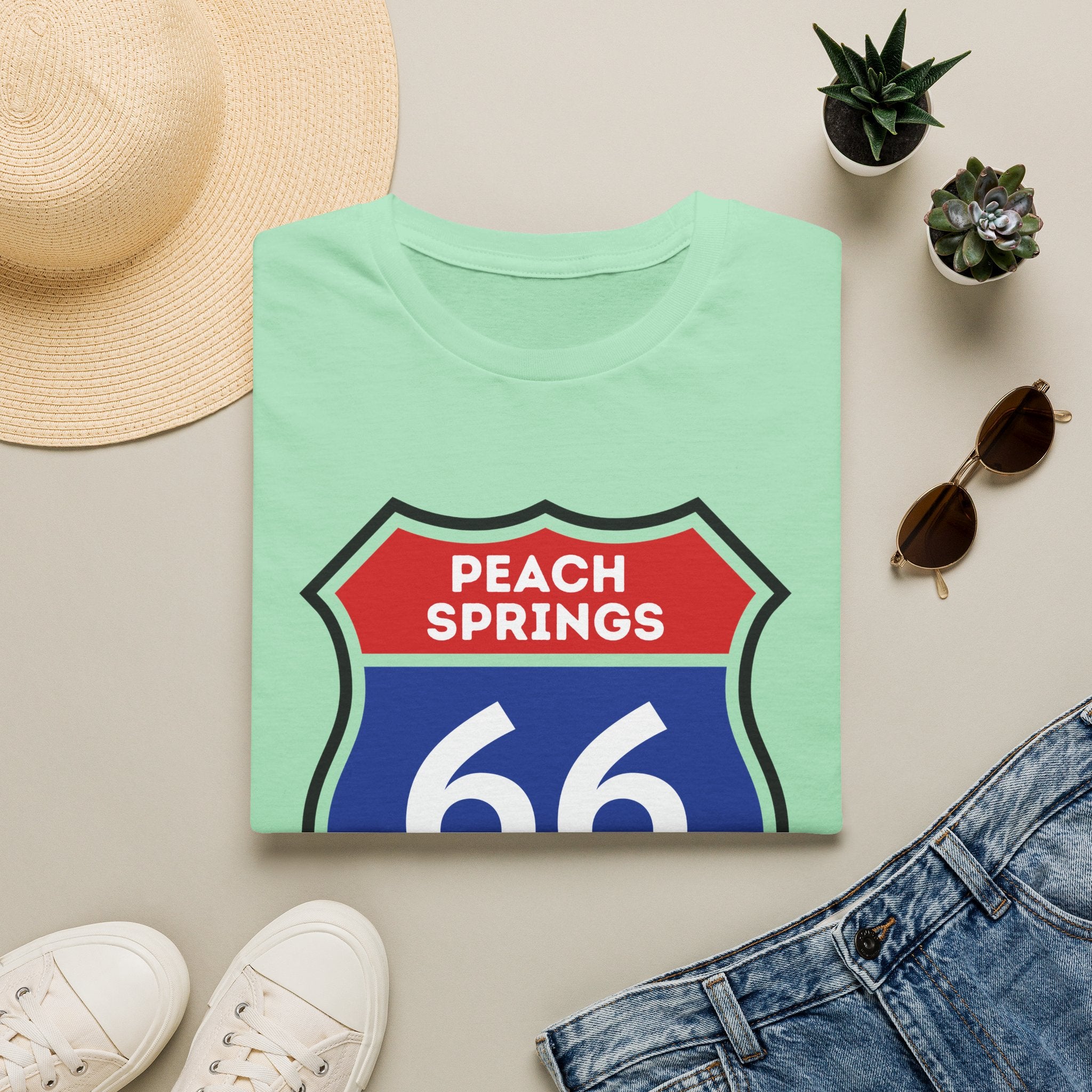 Peach Springs 66 Shield T-Shirt | Route 66 Road Sign Shirt