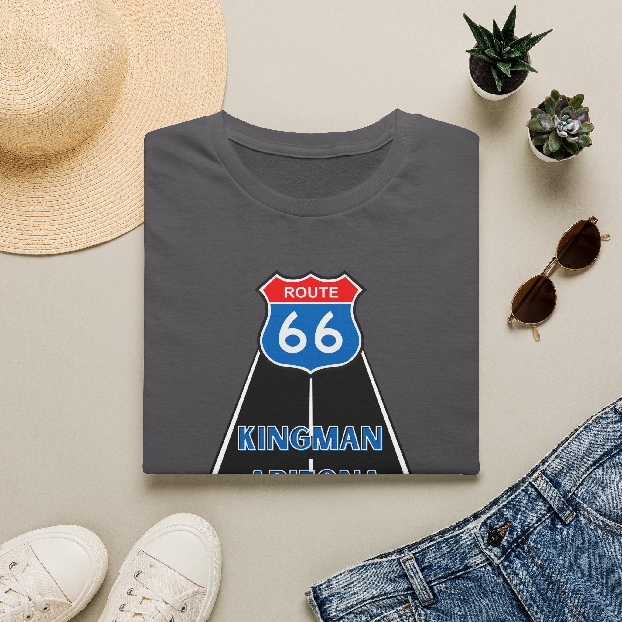 Route 66 Kingman Arizona Mens Womans Softstyle T-Shirt, Vintage Road Trip Shirt, Retro Travel Tee, Men's Women's Graphic Top, Gift for Travelers
